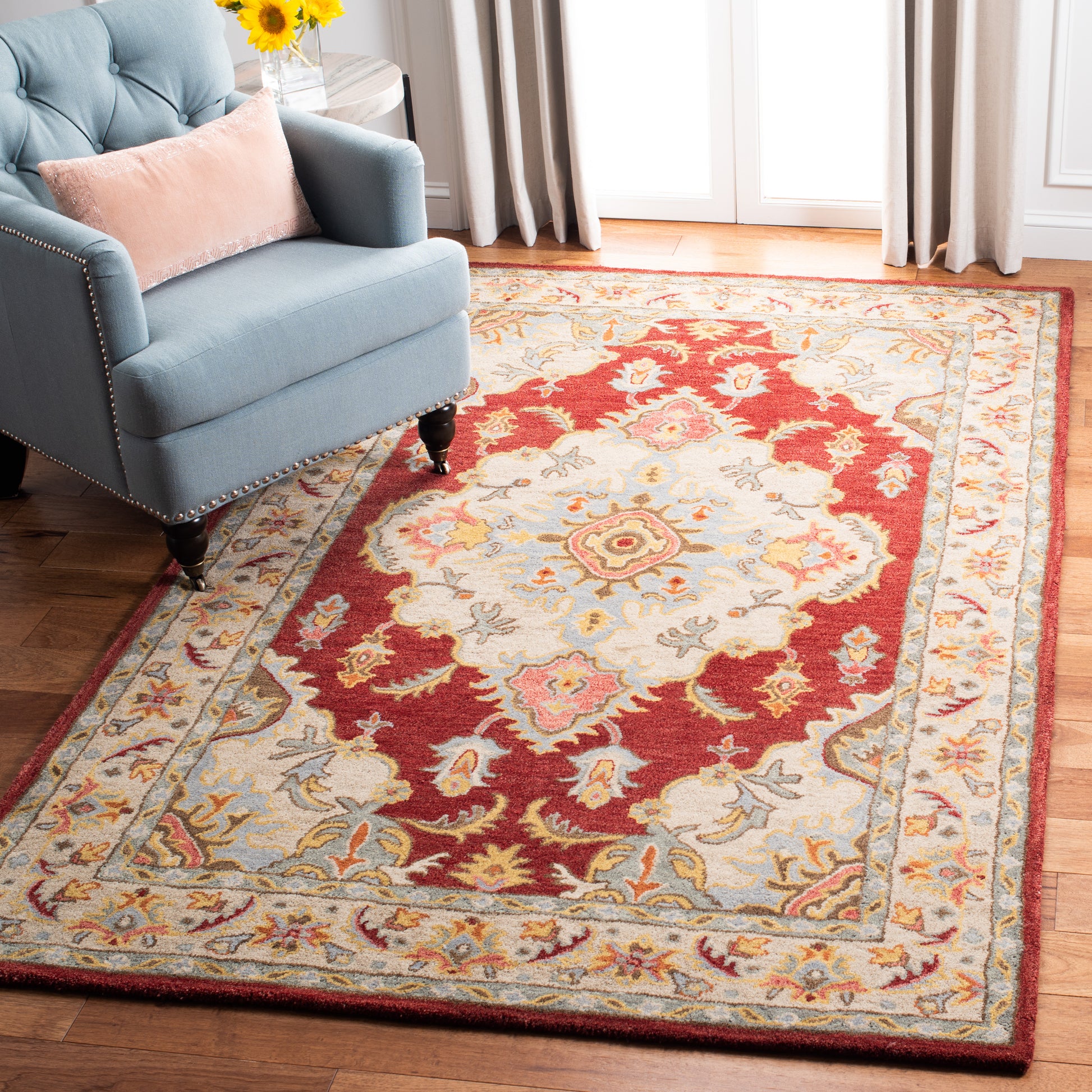 Safavieh Antiquity At520Q Red/Grey Area Rug