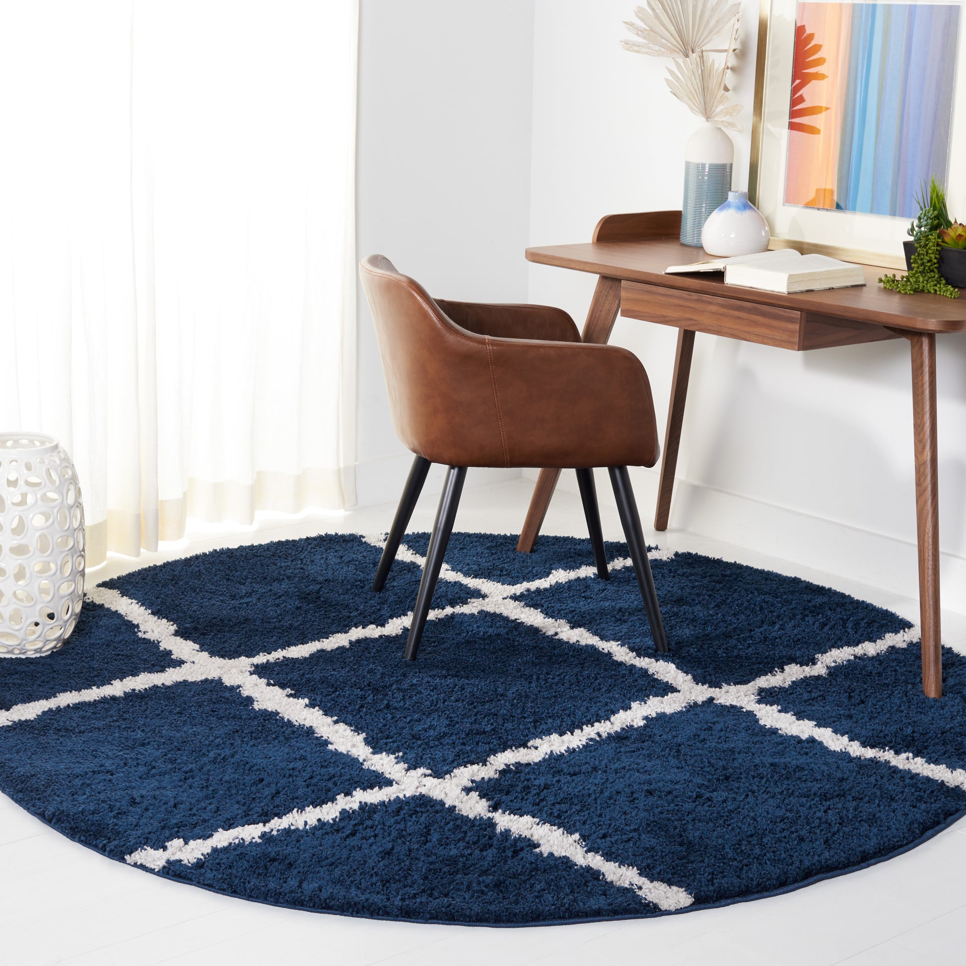 Safavieh August Shag Aug501B Navy/Ivory Area Rug