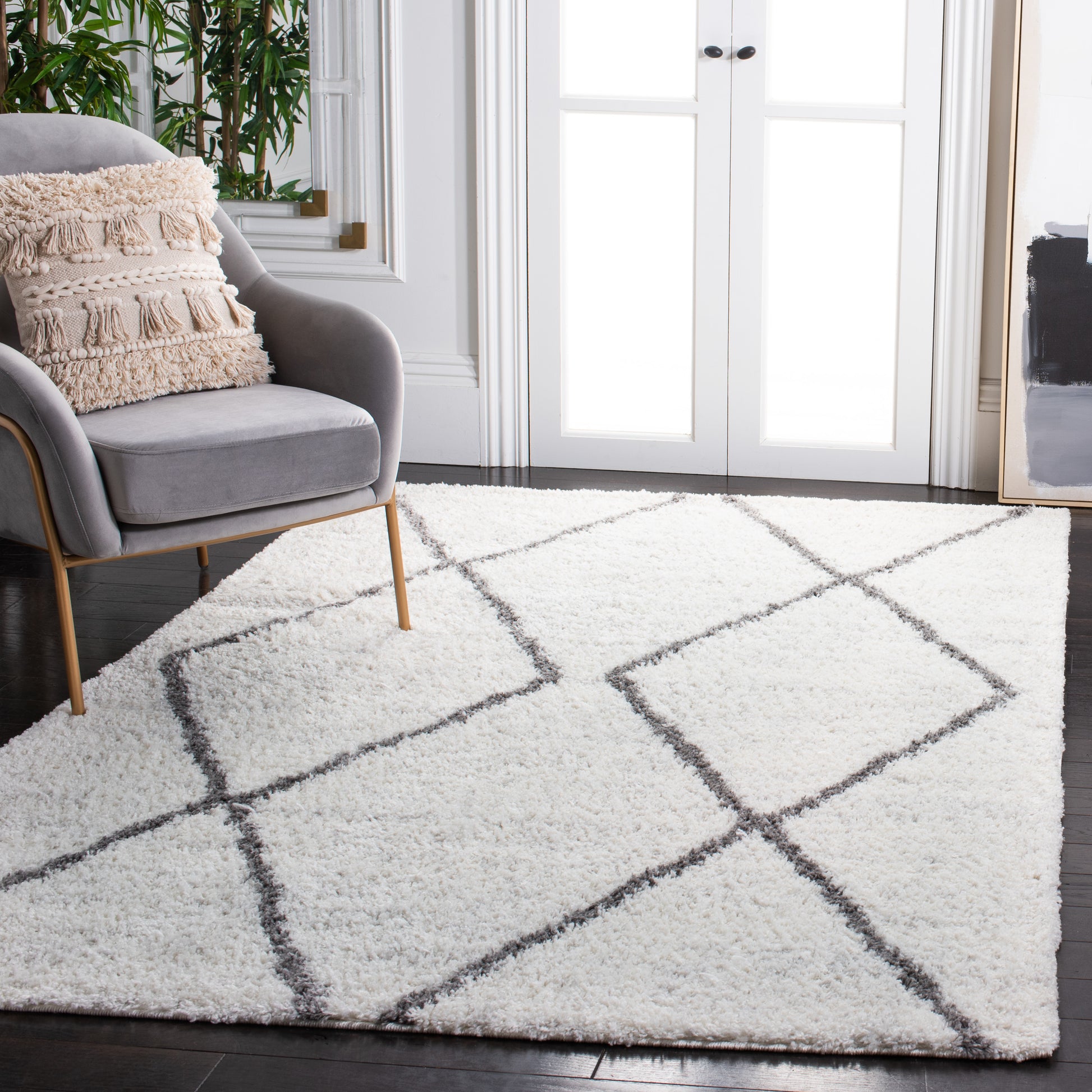 Safavieh August Shag Aug582A Ivory/Grey Area Rug