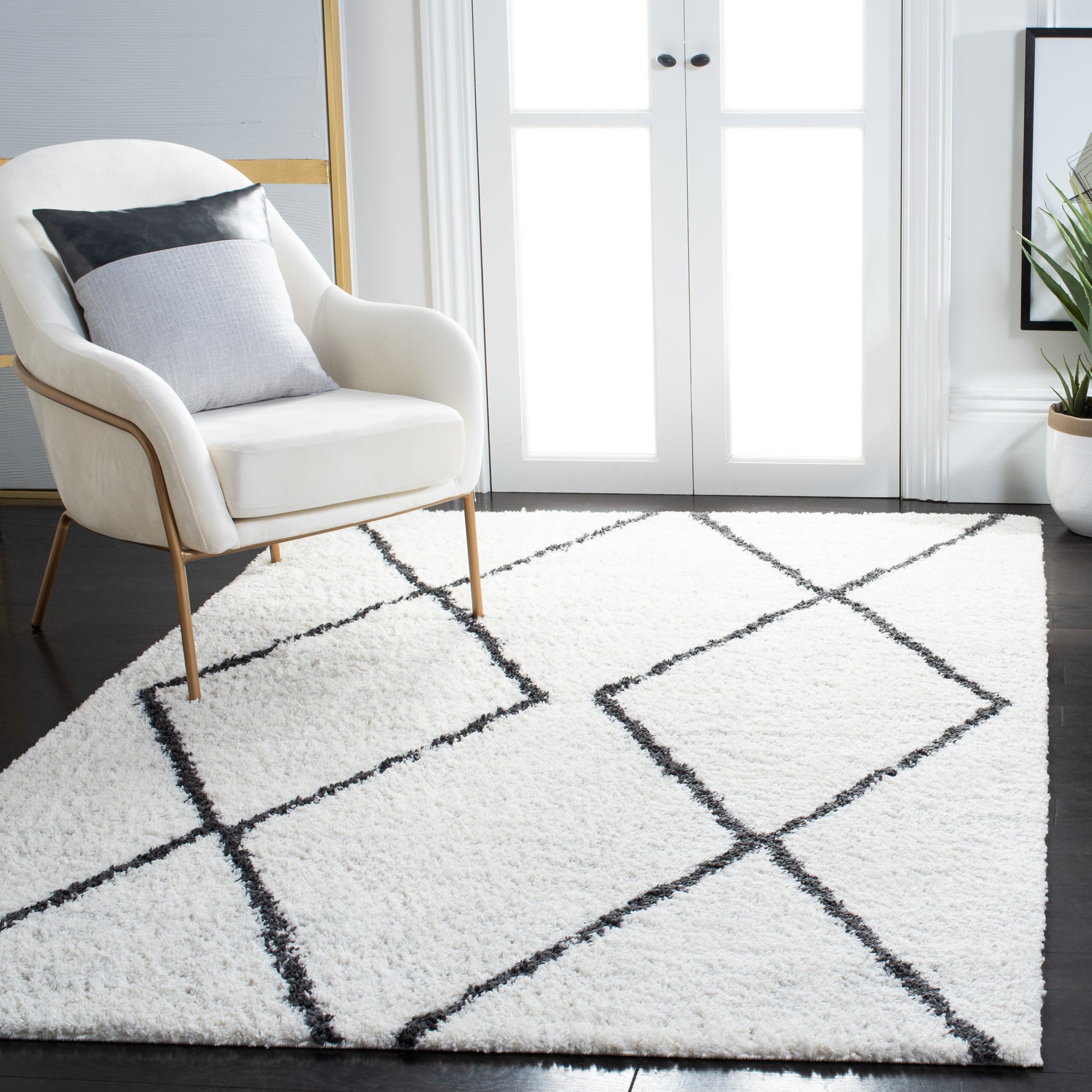 Safavieh August Shag Aug582F Ivory/Dark Grey Area Rug