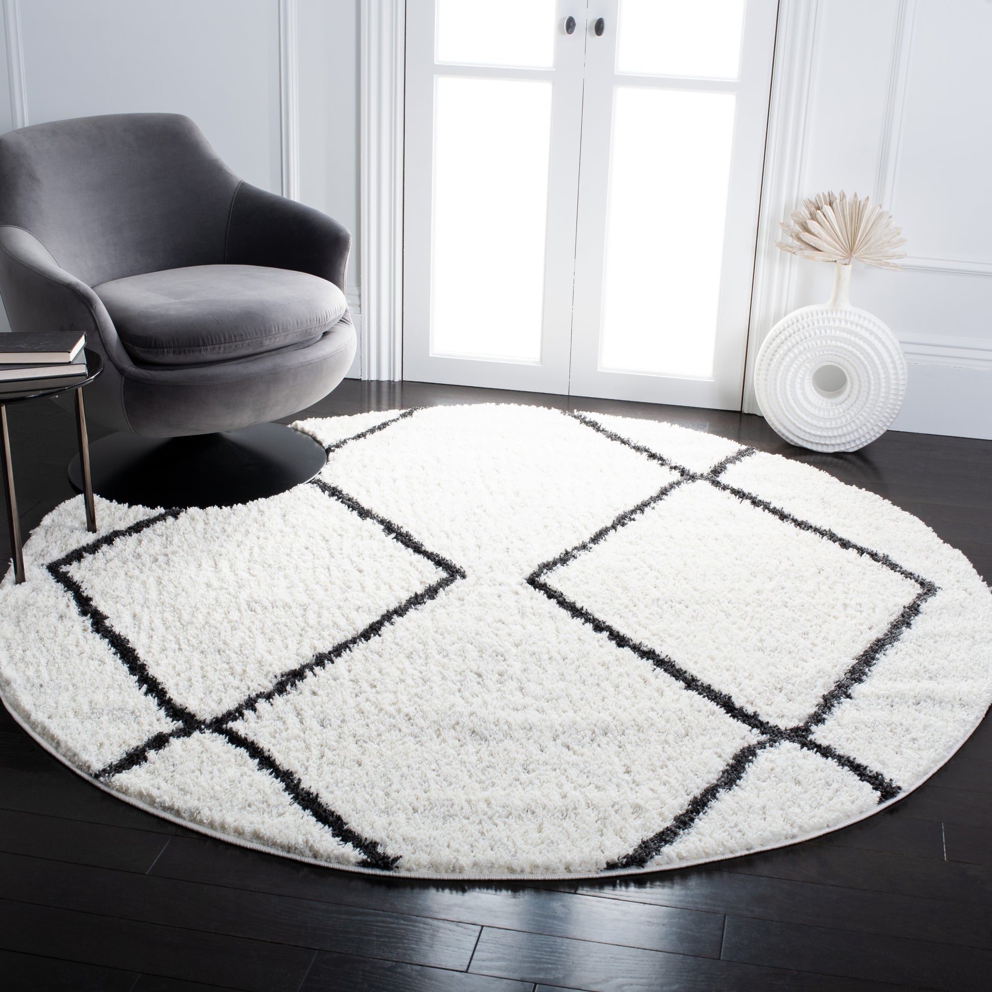 Safavieh August Shag Aug582F Ivory/Dark Grey Area Rug