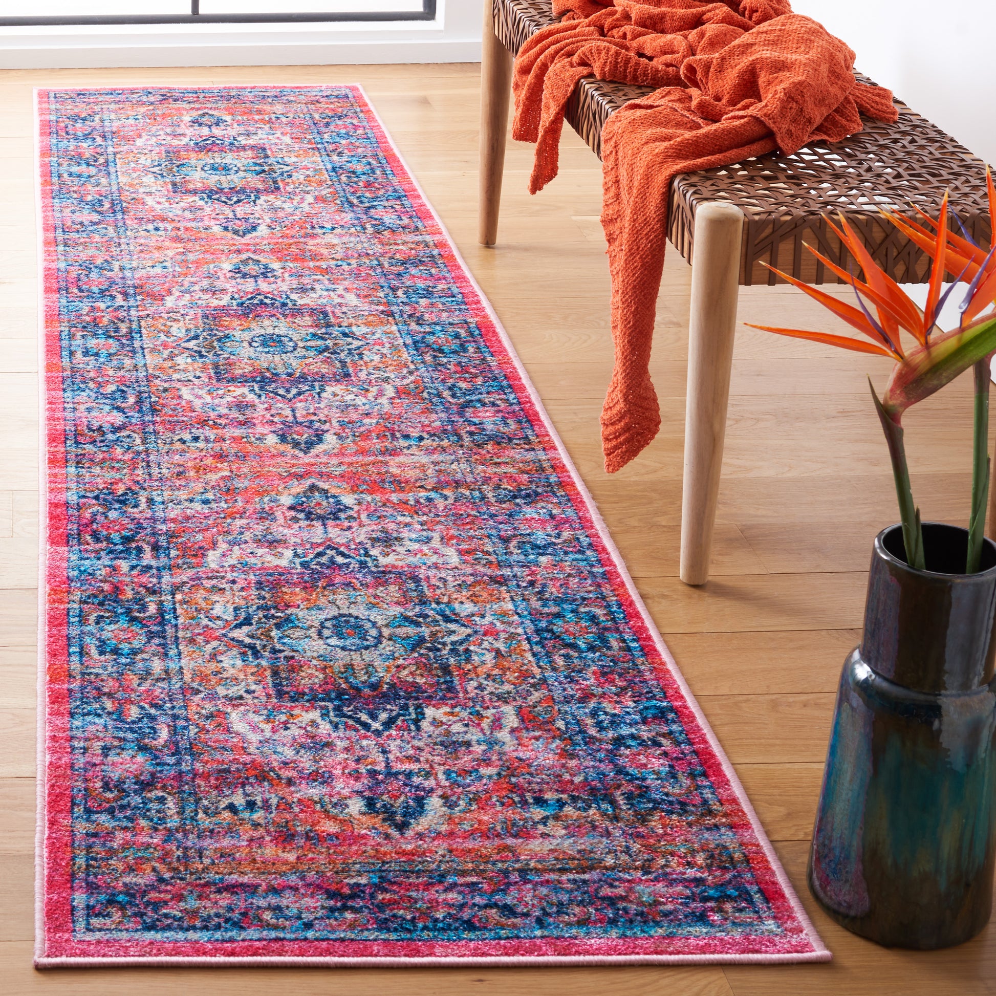 Safavieh Bahia Bah167N Navy/Pink Area Rug