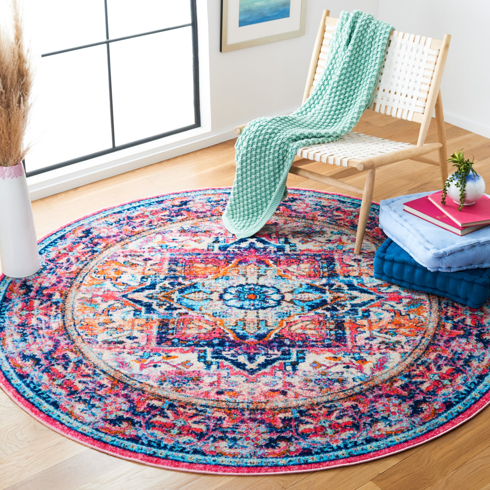 Safavieh Bahia Bah167N Navy/Pink Area Rug