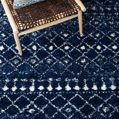 Safavieh Berber Fringe Shag Bfg519N Dark Blue/Ivory Area Rug