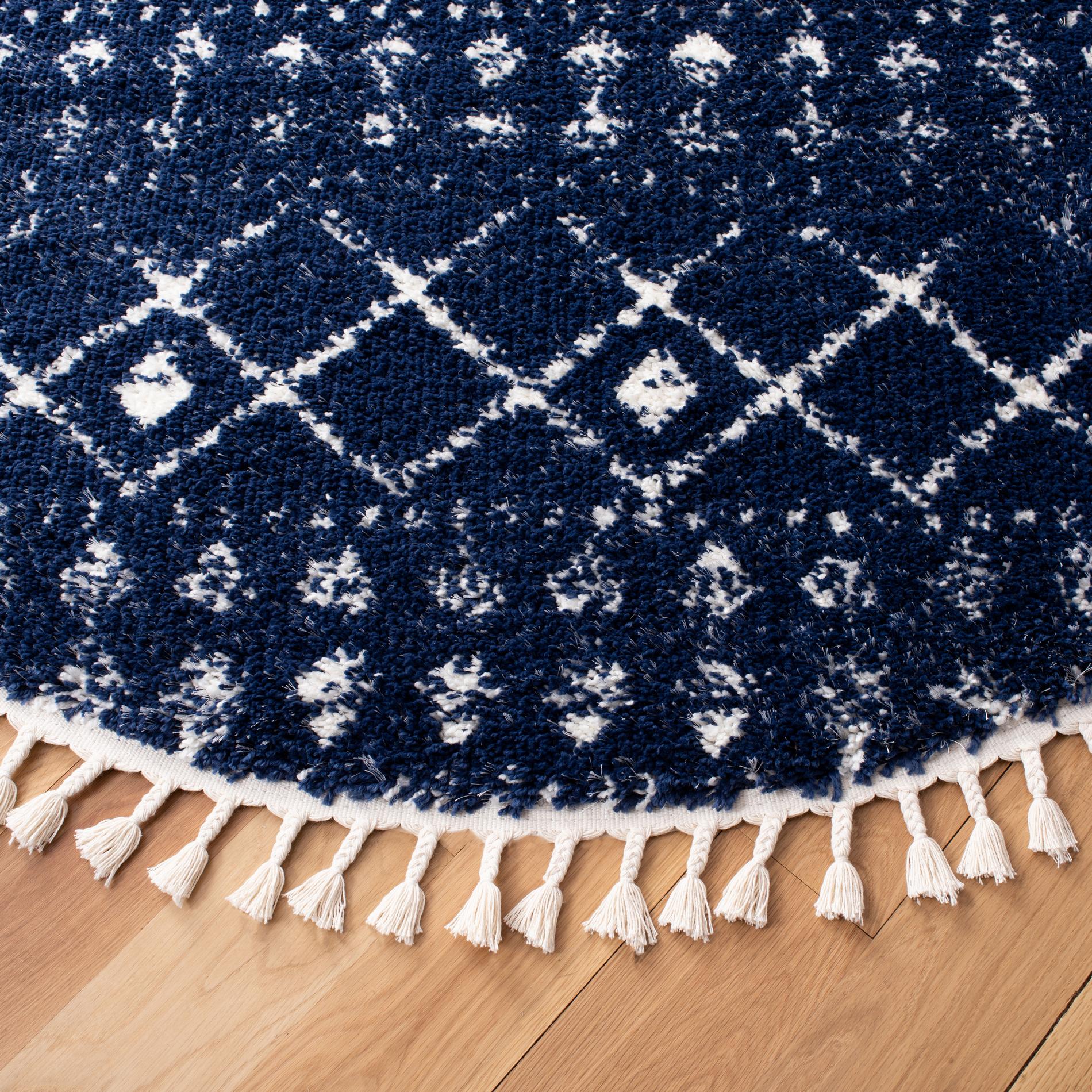 Safavieh Berber Fringe Shag Bfg519N Dark Blue/Ivory Area Rug