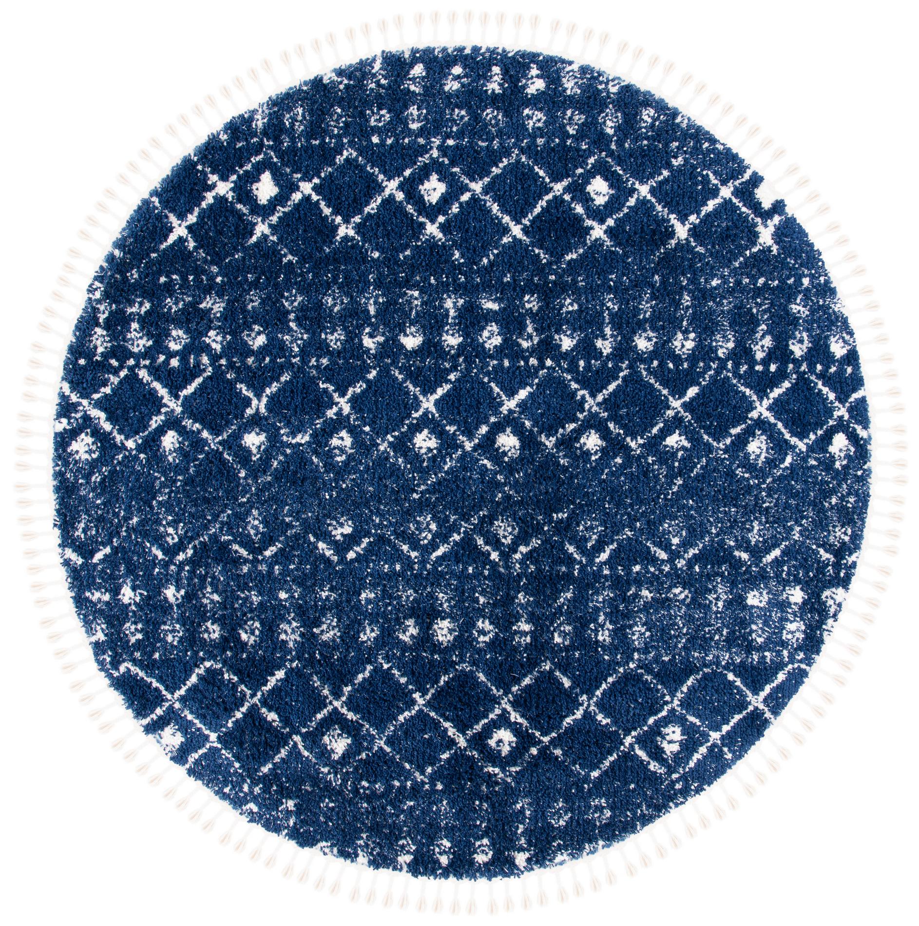 Safavieh Berber Fringe Shag Bfg519N Dark Blue/Ivory Area Rug