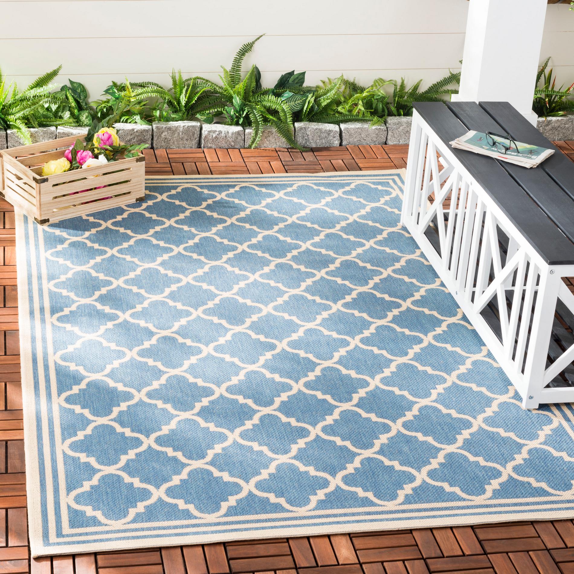 Safavieh Beach House Bhs121M Blue/Creme Area Rug