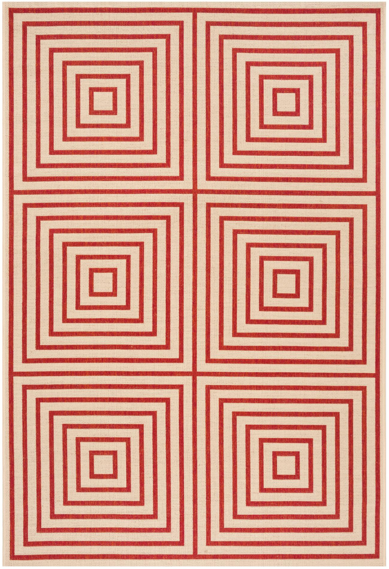 Safavieh Beach House Bhs123Q Red/Creme Area Rug