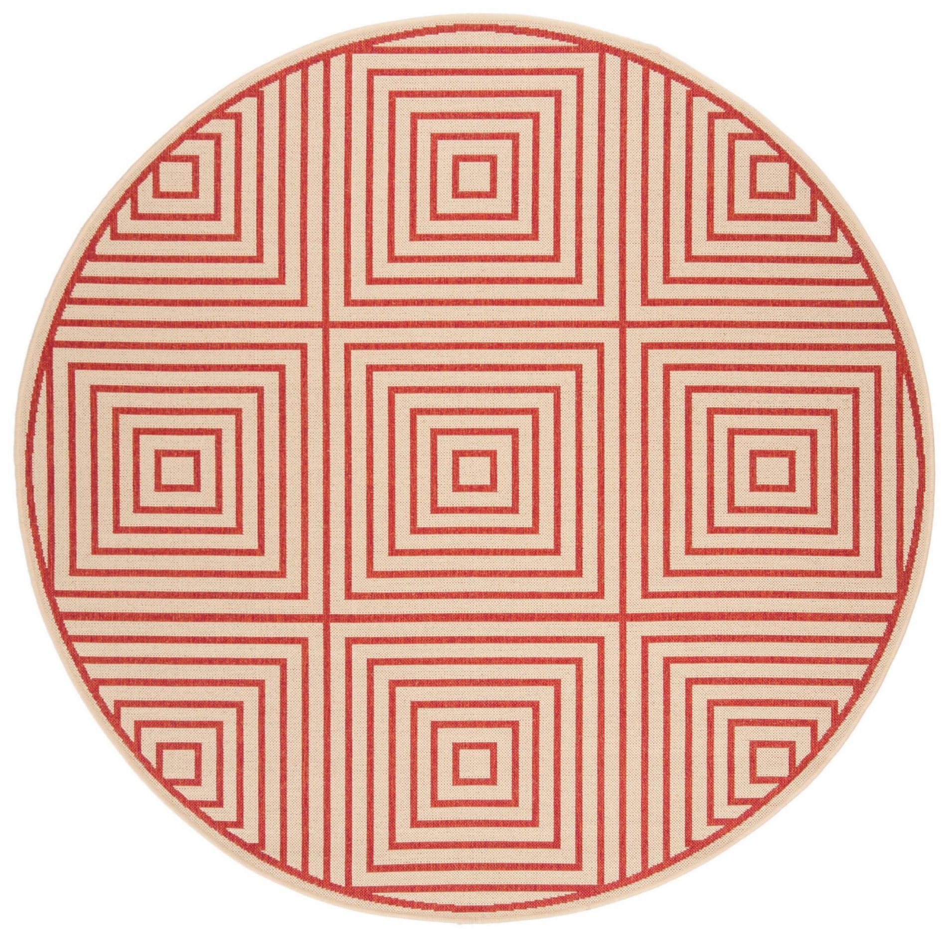 Safavieh Beach House Bhs123Q Red/Creme Area Rug