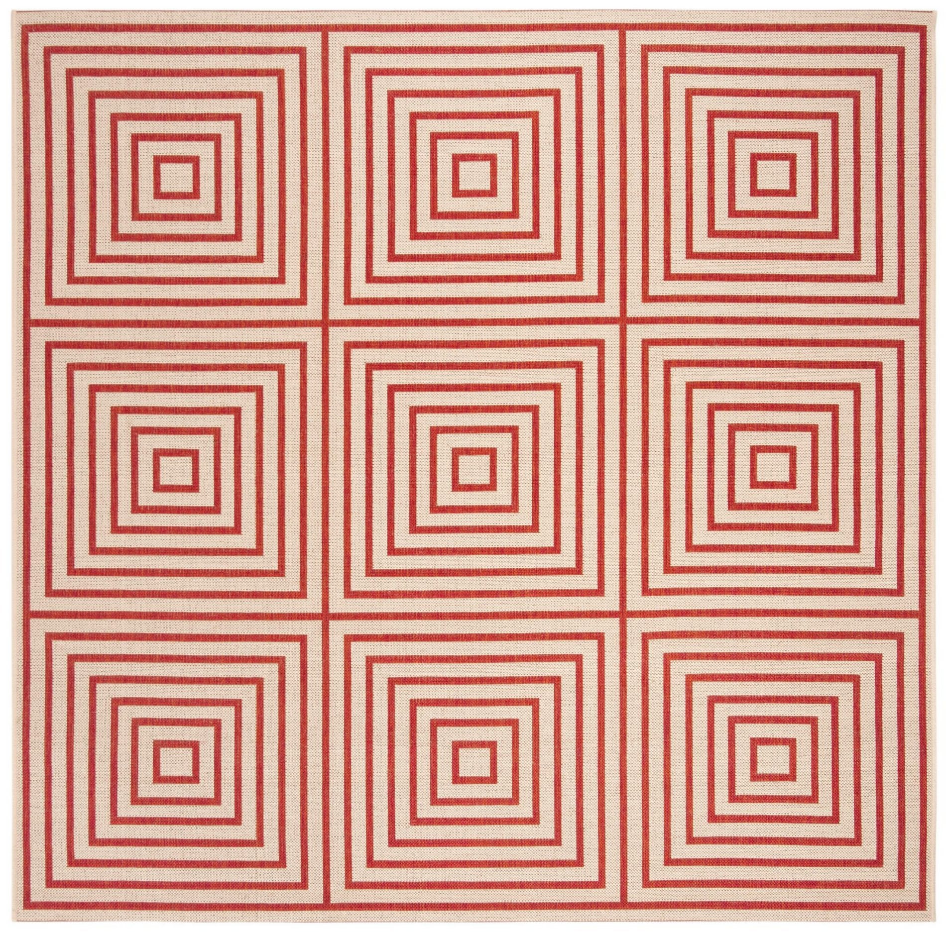 Safavieh Beach House Bhs123Q Red/Creme Area Rug