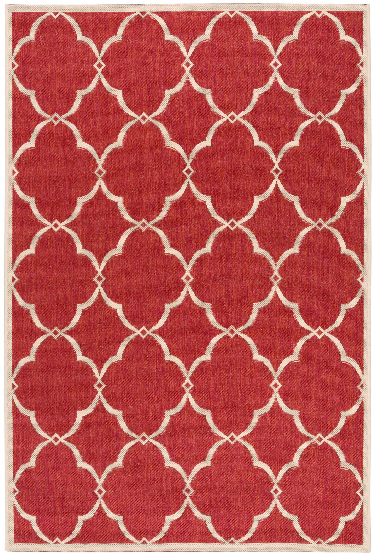 Safavieh Beach House Bhs125Q Red/Creme Area Rug