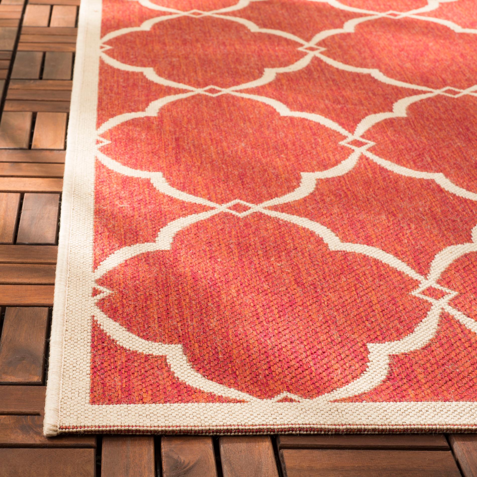 Safavieh Beach House Bhs125Q Red/Creme Area Rug