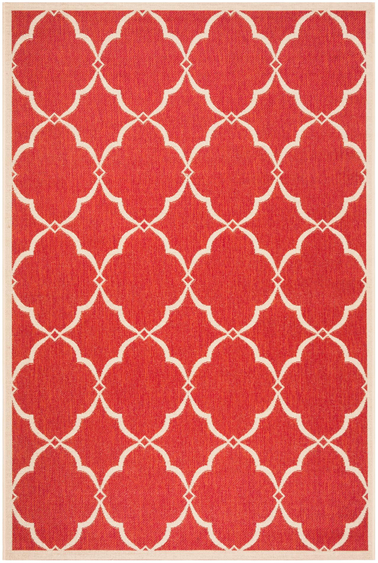 Safavieh Beach House Bhs125Q Red/Creme Area Rug