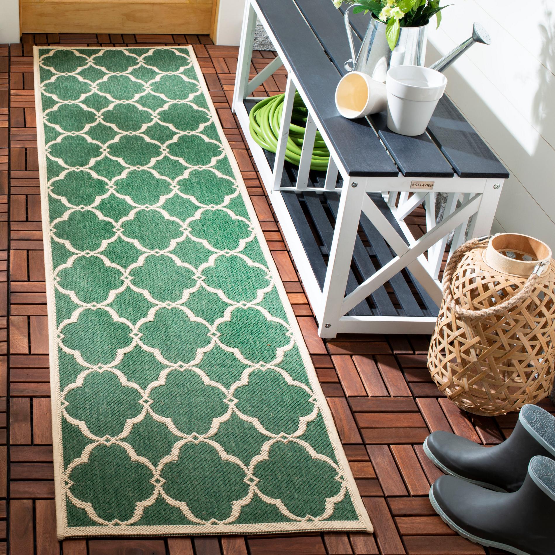 Safavieh Beach House Bhs125Y Green/Creme Area Rug