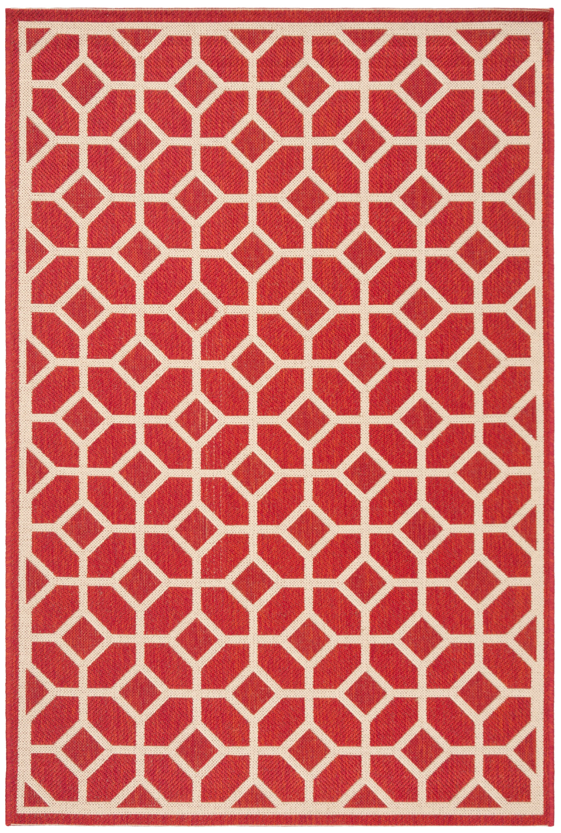 Safavieh Beach House Bhs127Q Red/Creme Area Rug