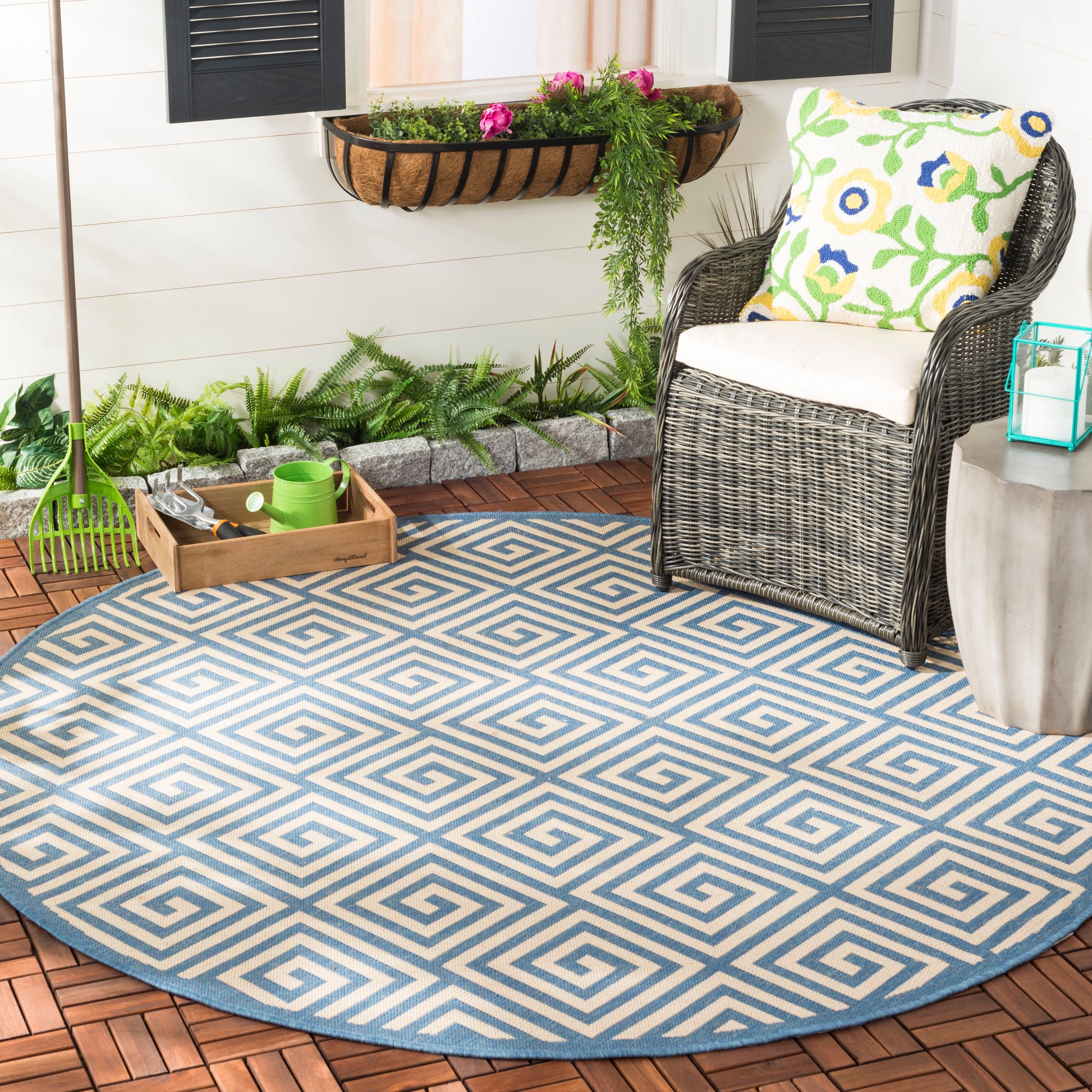 Safavieh Beach House Bhs129N Cream/Blue Area Rug