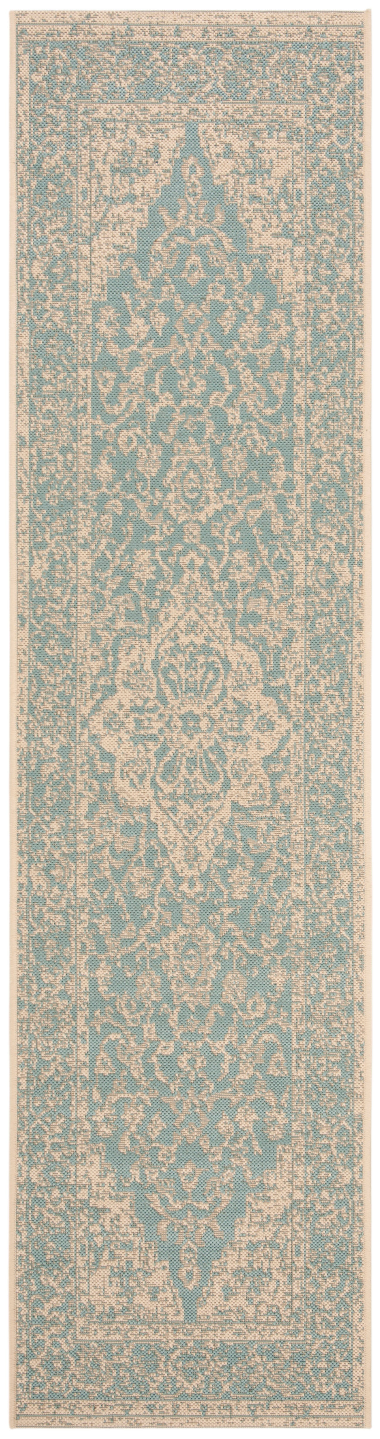 Safavieh Beach House Bhs137K Aqua/Cream Area Rug