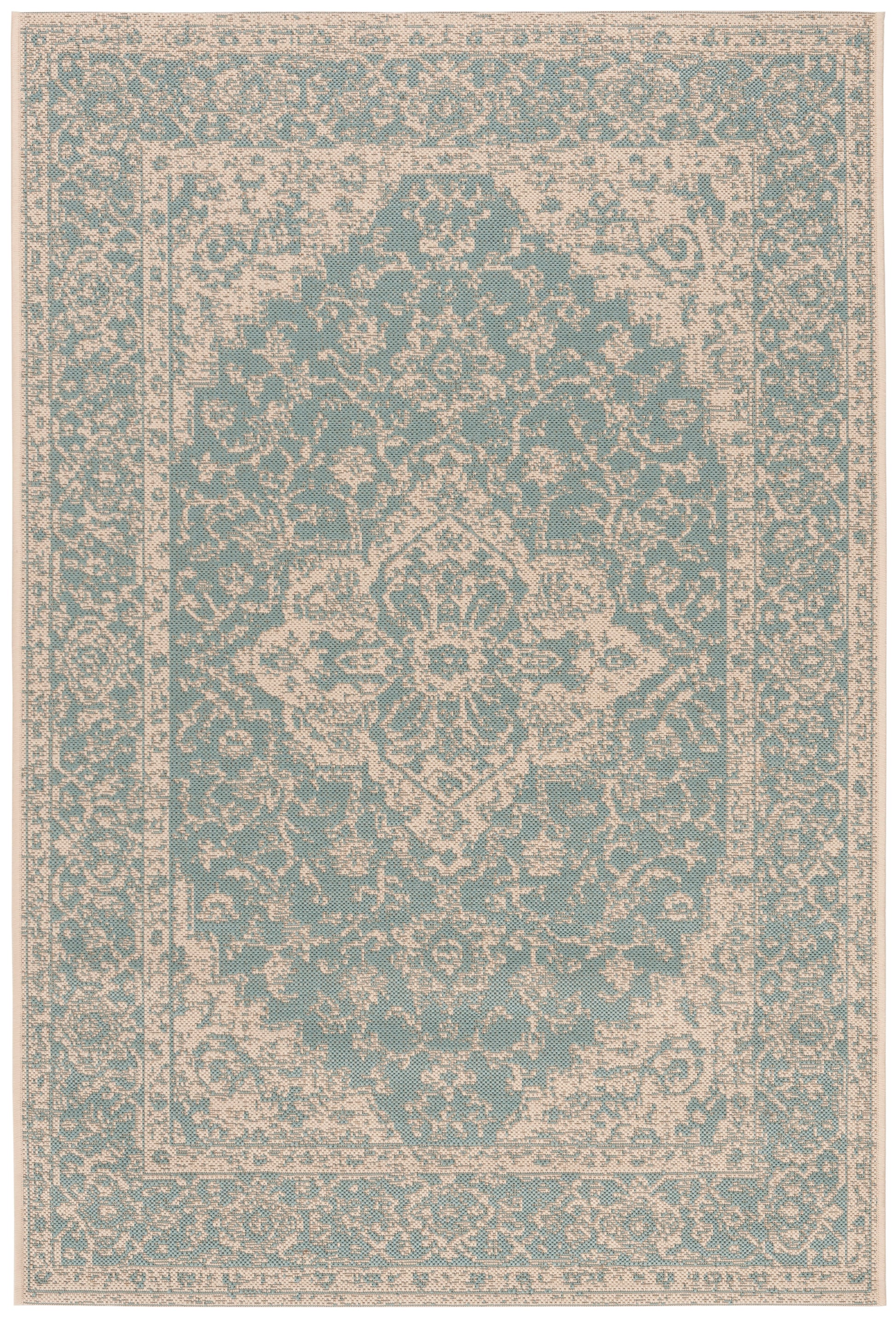 Safavieh Beach House Bhs137K Aqua/Cream Area Rug