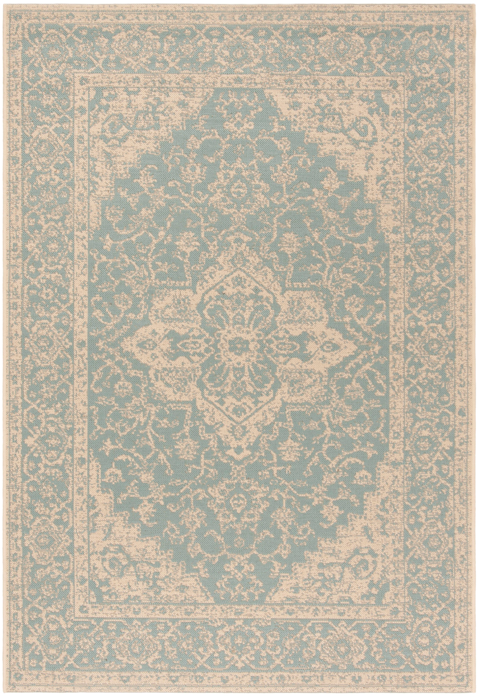 Safavieh Beach House Bhs137K Aqua/Cream Area Rug