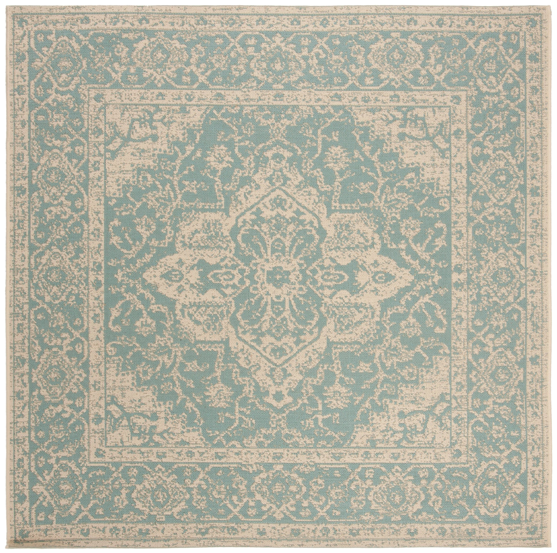 Safavieh Beach House Bhs137K Aqua/Cream Area Rug