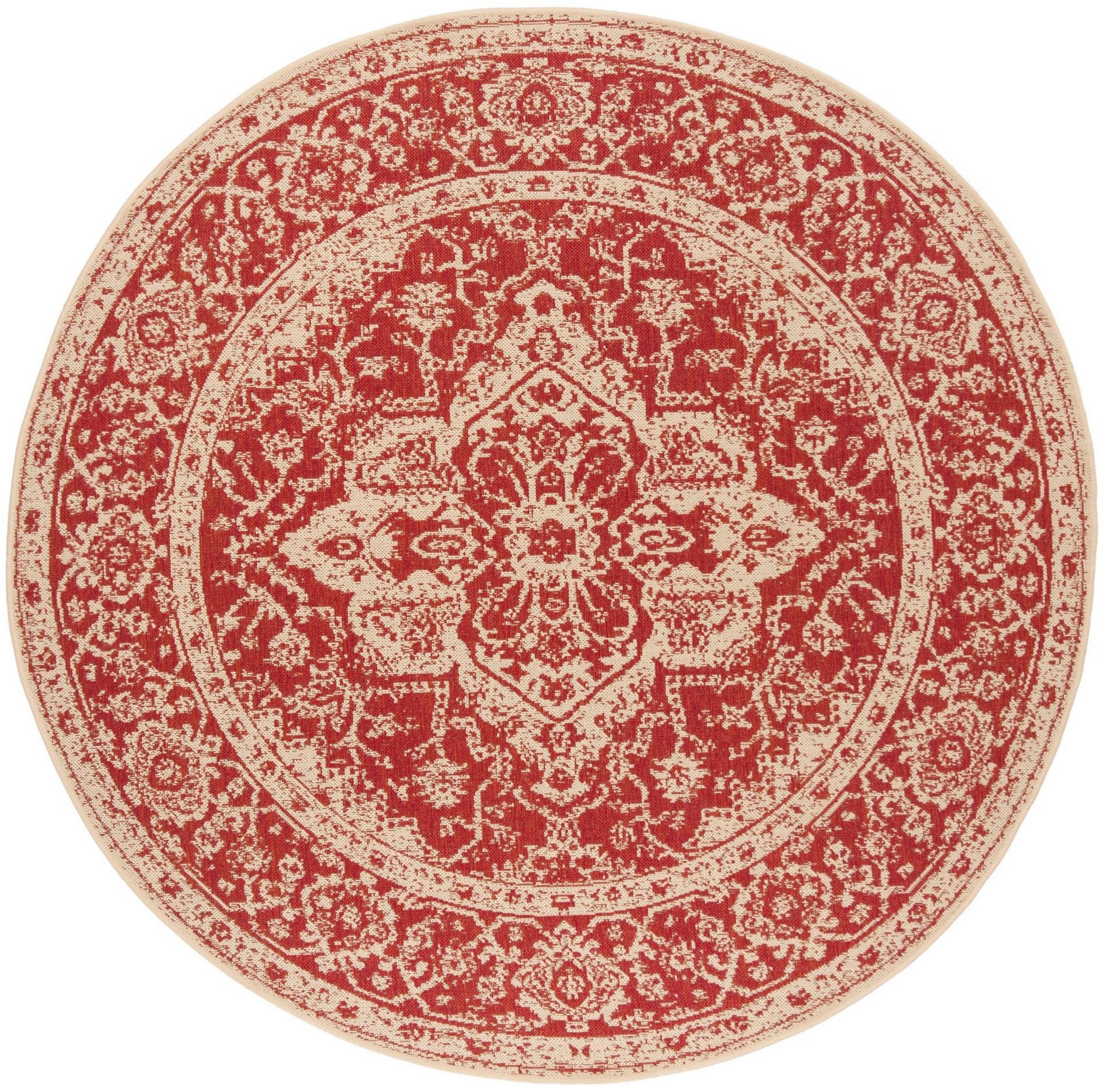 Safavieh Beach House Bhs137Q Red/Creme Area Rug