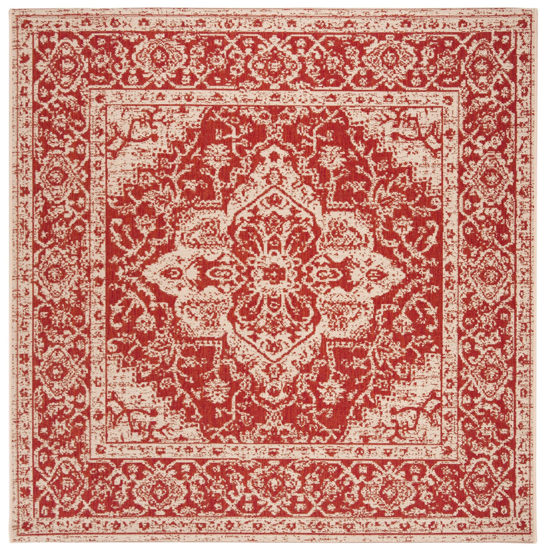 Safavieh Beach House Bhs137Q Red/Creme Area Rug