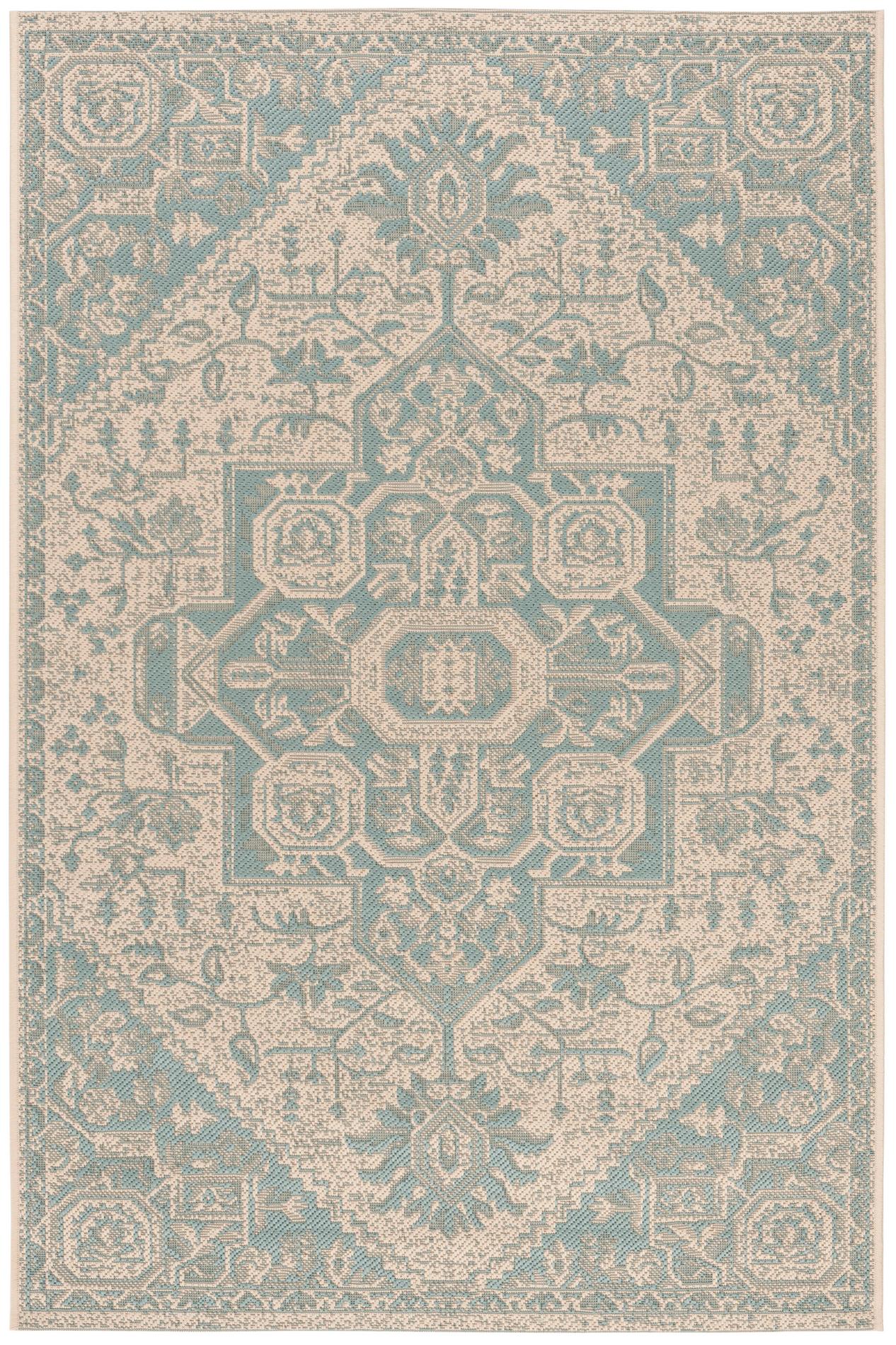 Safavieh Beach House Bhs138K Aqua/Cream Area Rug