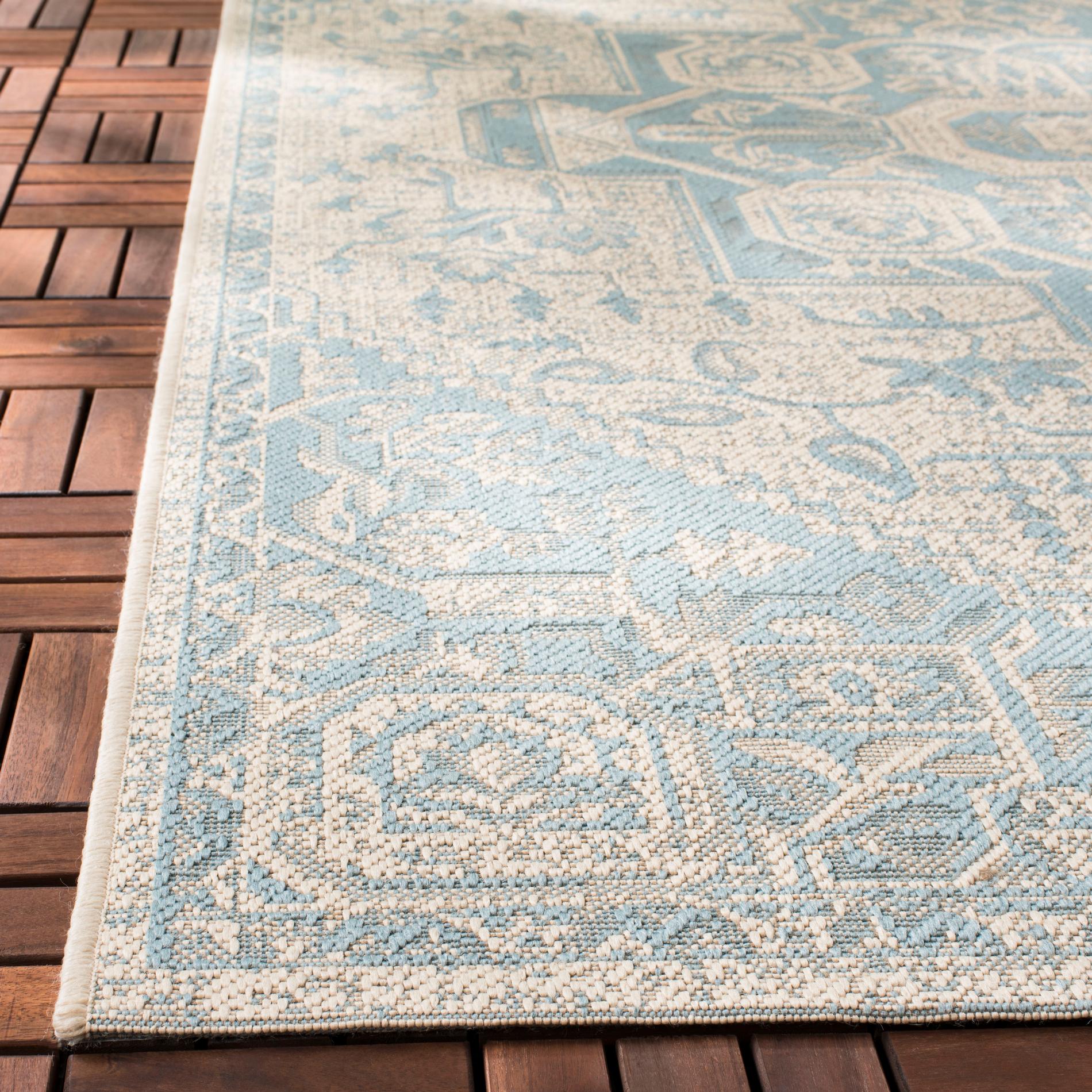 Safavieh Beach House Bhs138K Aqua/Cream Area Rug