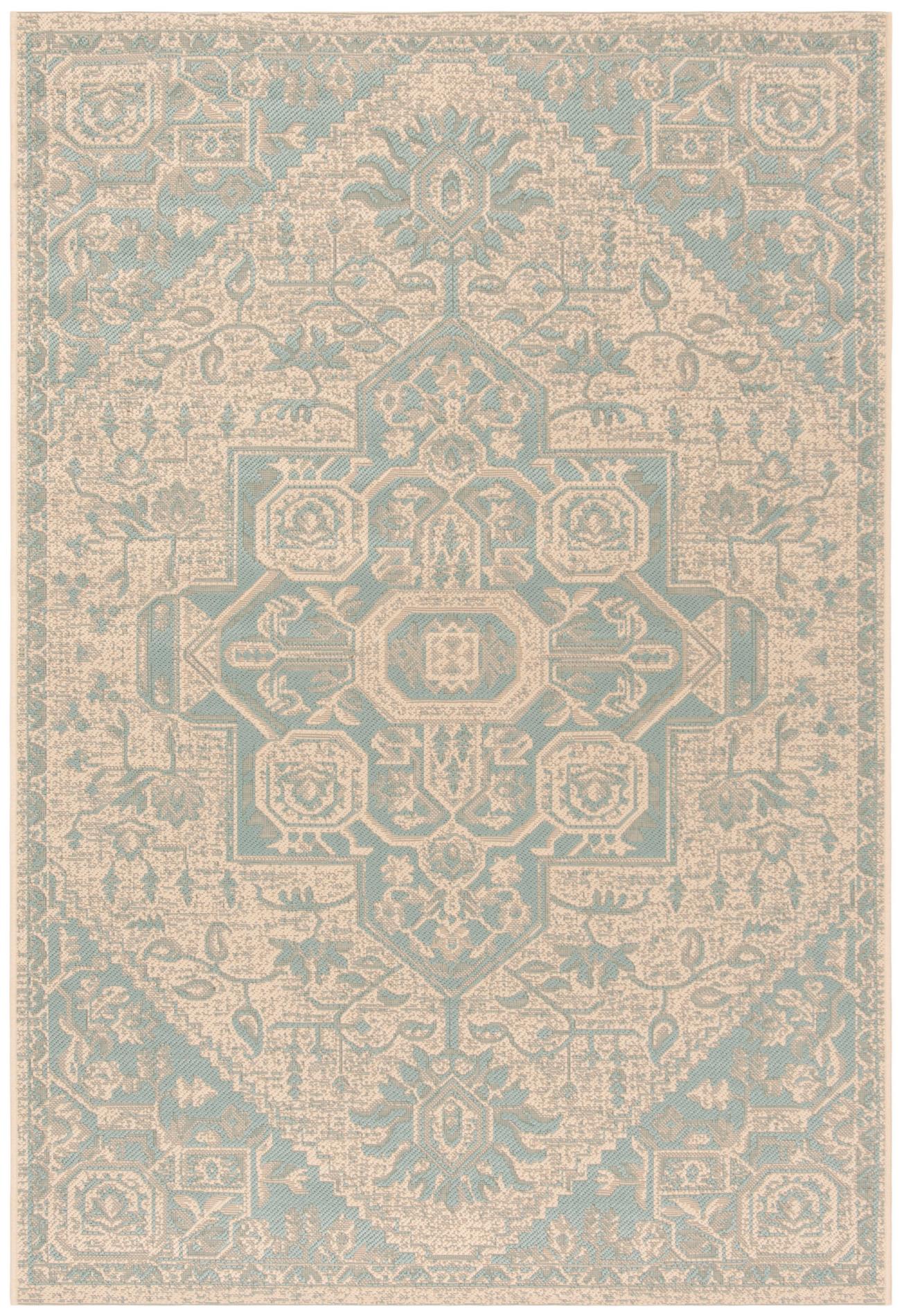 Safavieh Beach House Bhs138K Aqua/Cream Area Rug