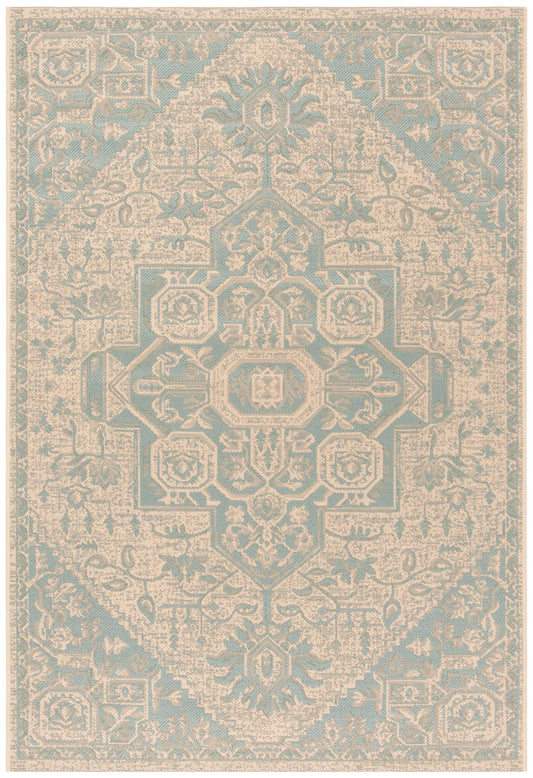 Safavieh Beach House Bhs138K Aqua/Cream Area Rug