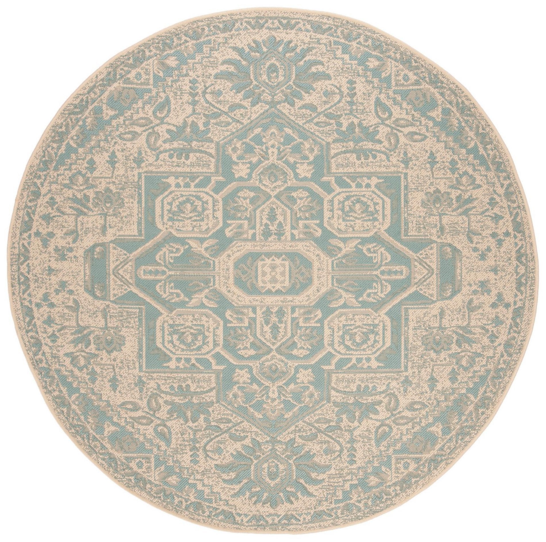 Safavieh Beach House Bhs138K Aqua/Cream Area Rug