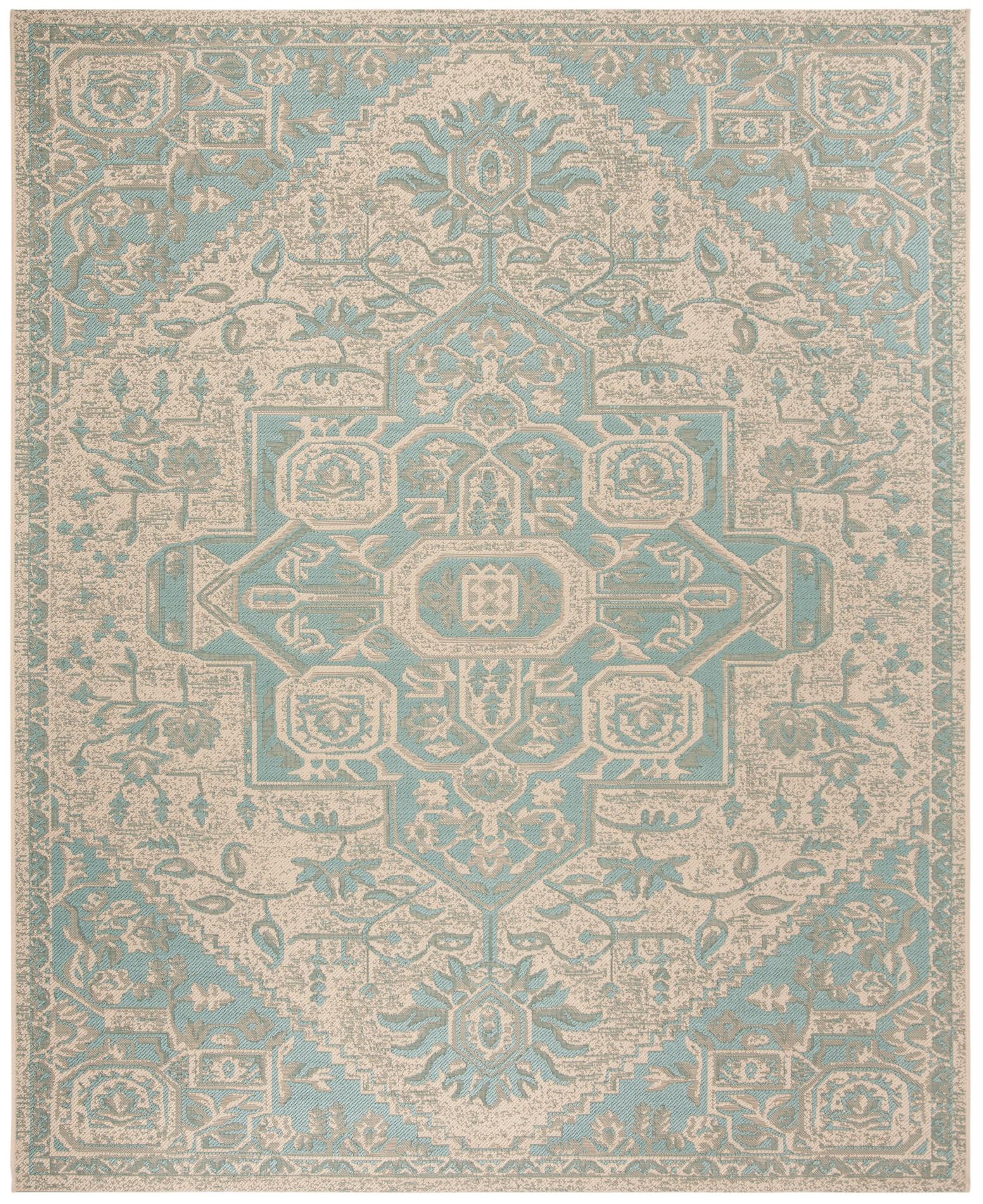 Safavieh Beach House Bhs138K Aqua/Cream Area Rug