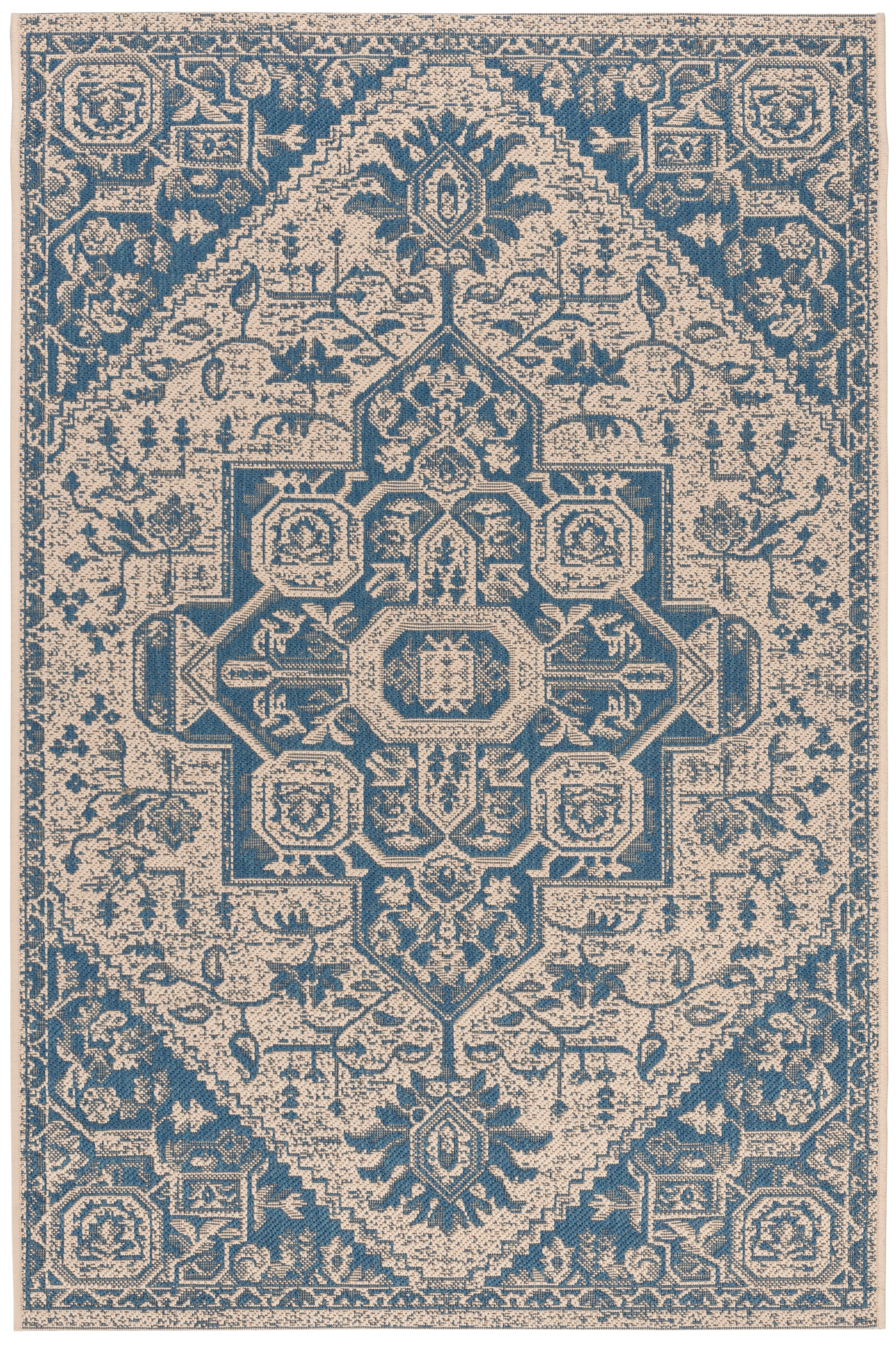 Safavieh Beach House Bhs138M Blue/Creme Area Rug