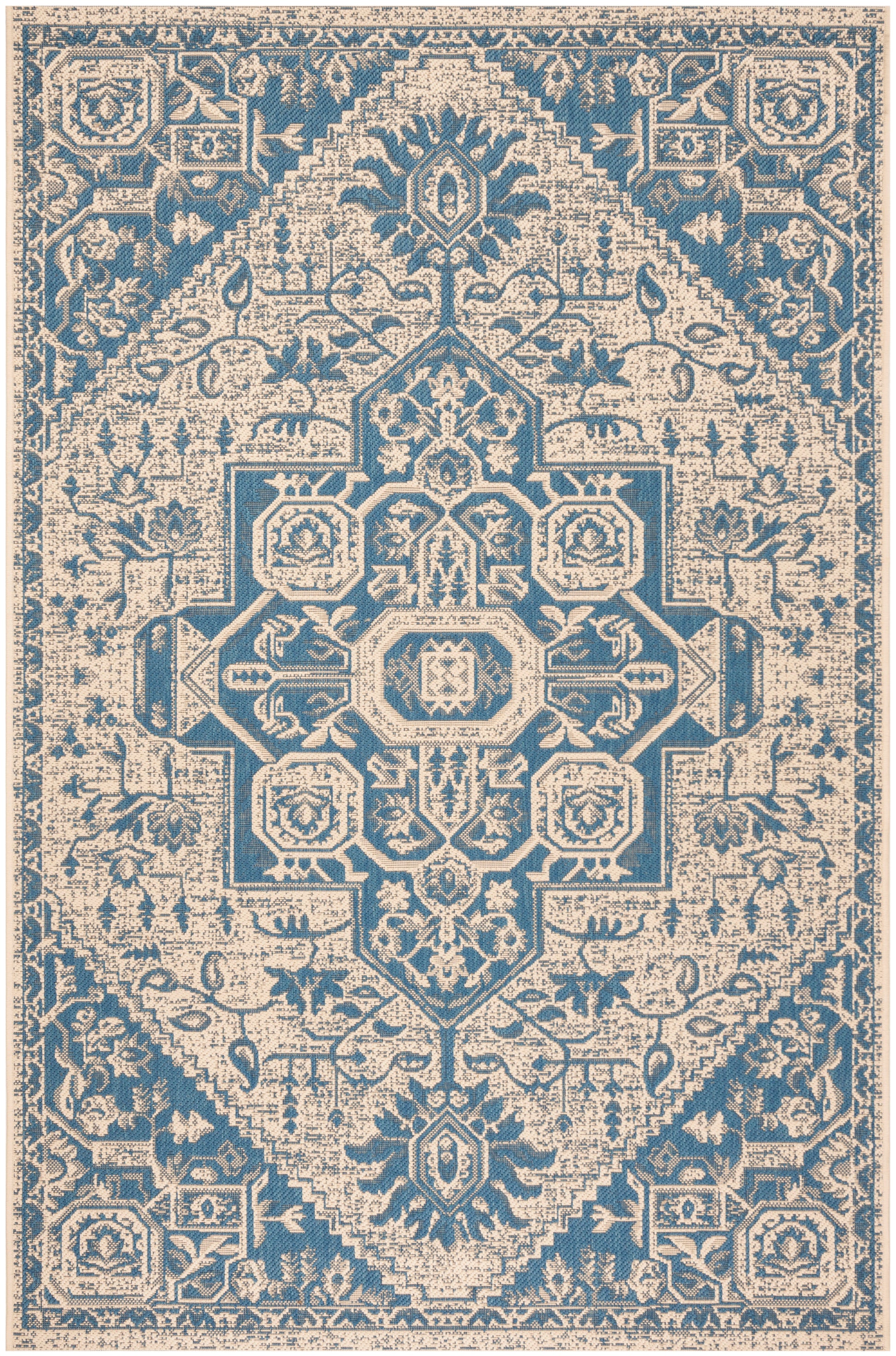 Safavieh Beach House Bhs138M Blue/Creme Area Rug