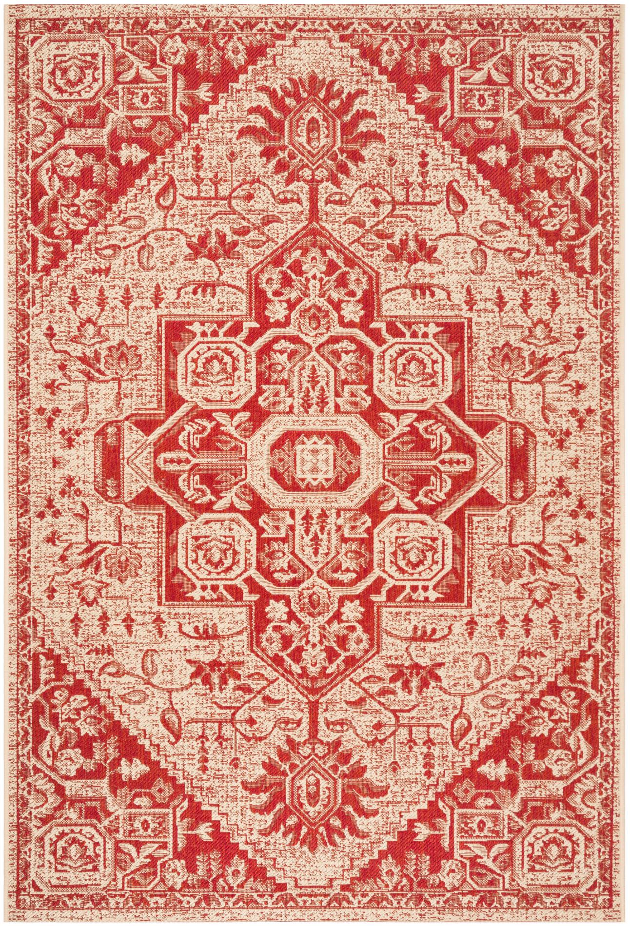 Safavieh Beach House Bhs138Q Red/Creme Area Rug