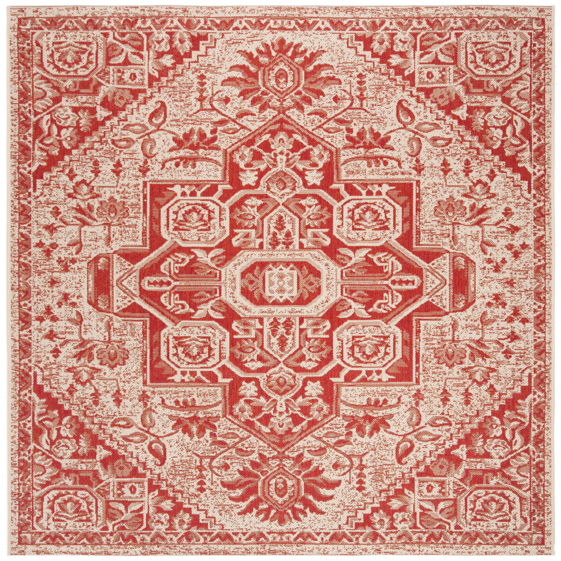 Safavieh Beach House Bhs138Q Red/Creme Area Rug