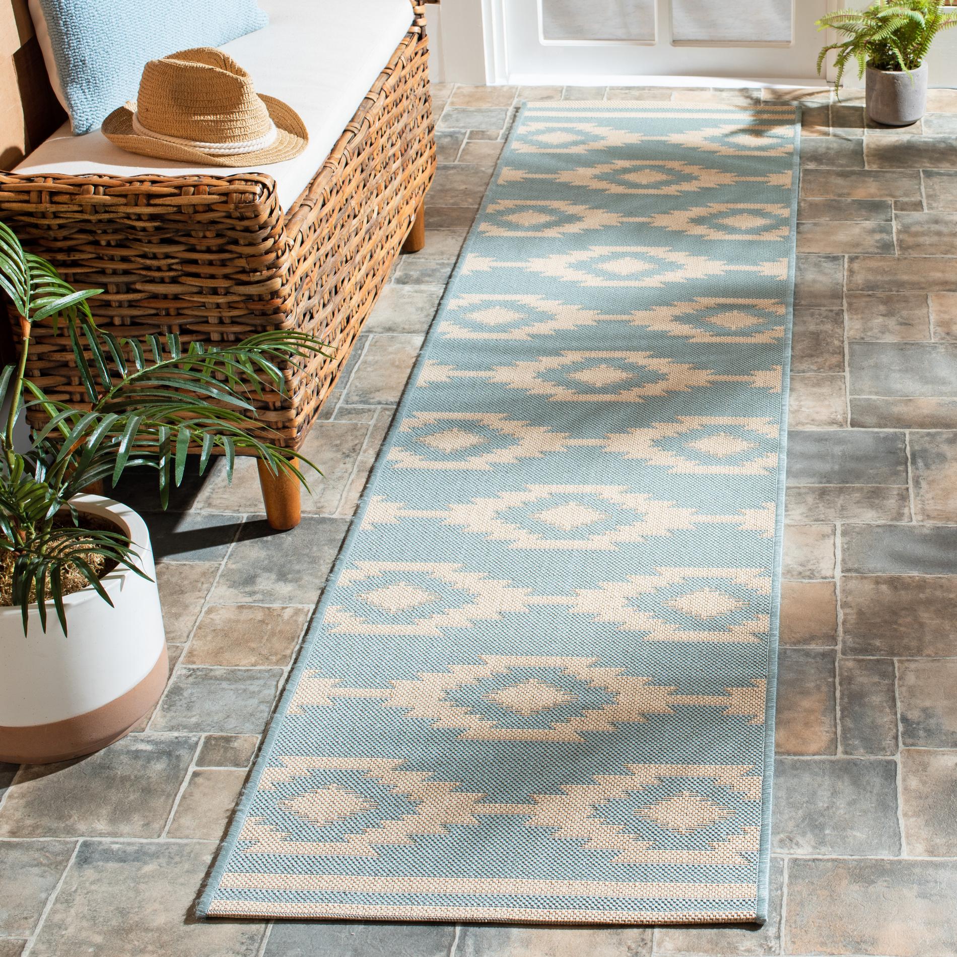 Safavieh Beach House Bhs171L Cream/Aqua Area Rug