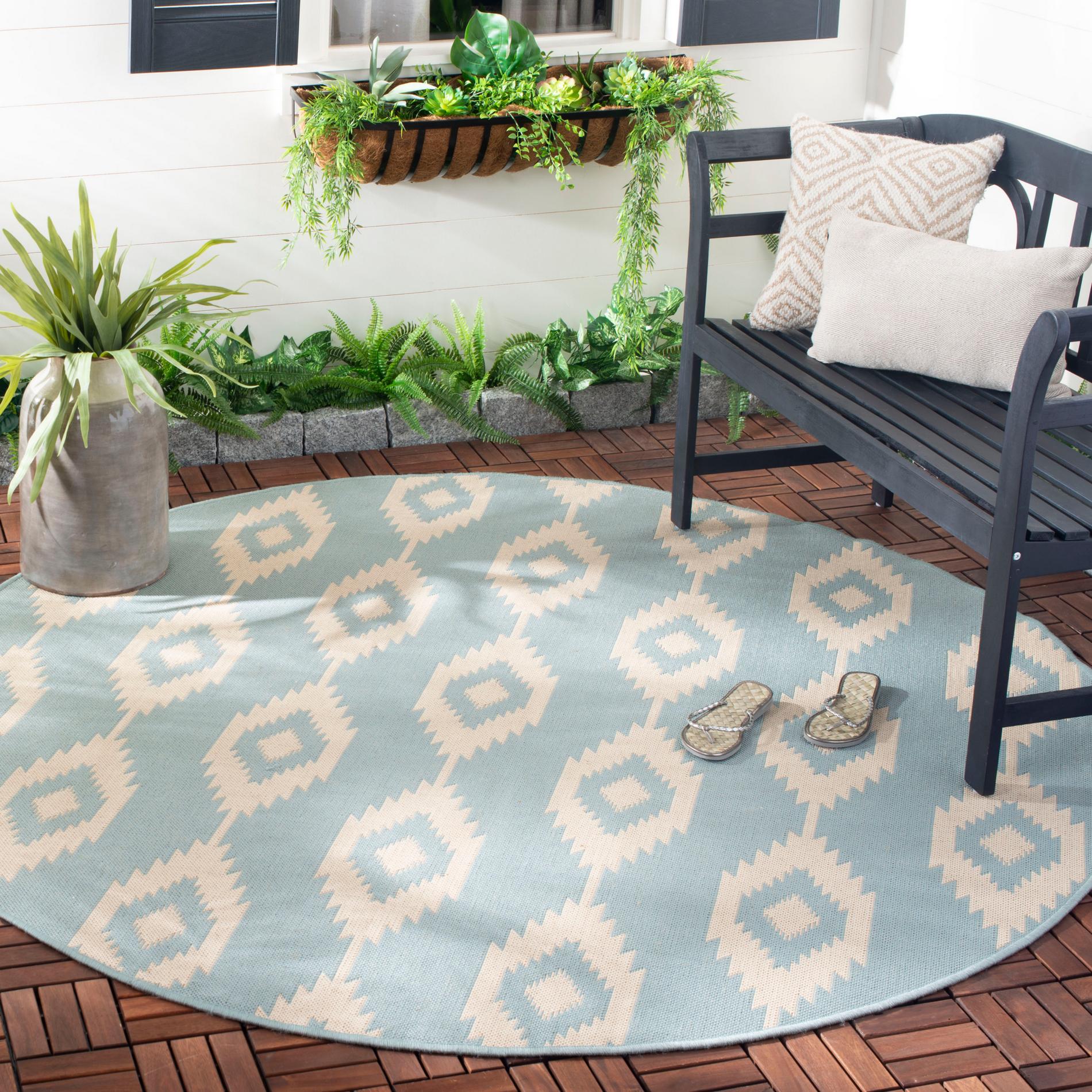 Safavieh Beach House Bhs171L Cream/Aqua Area Rug