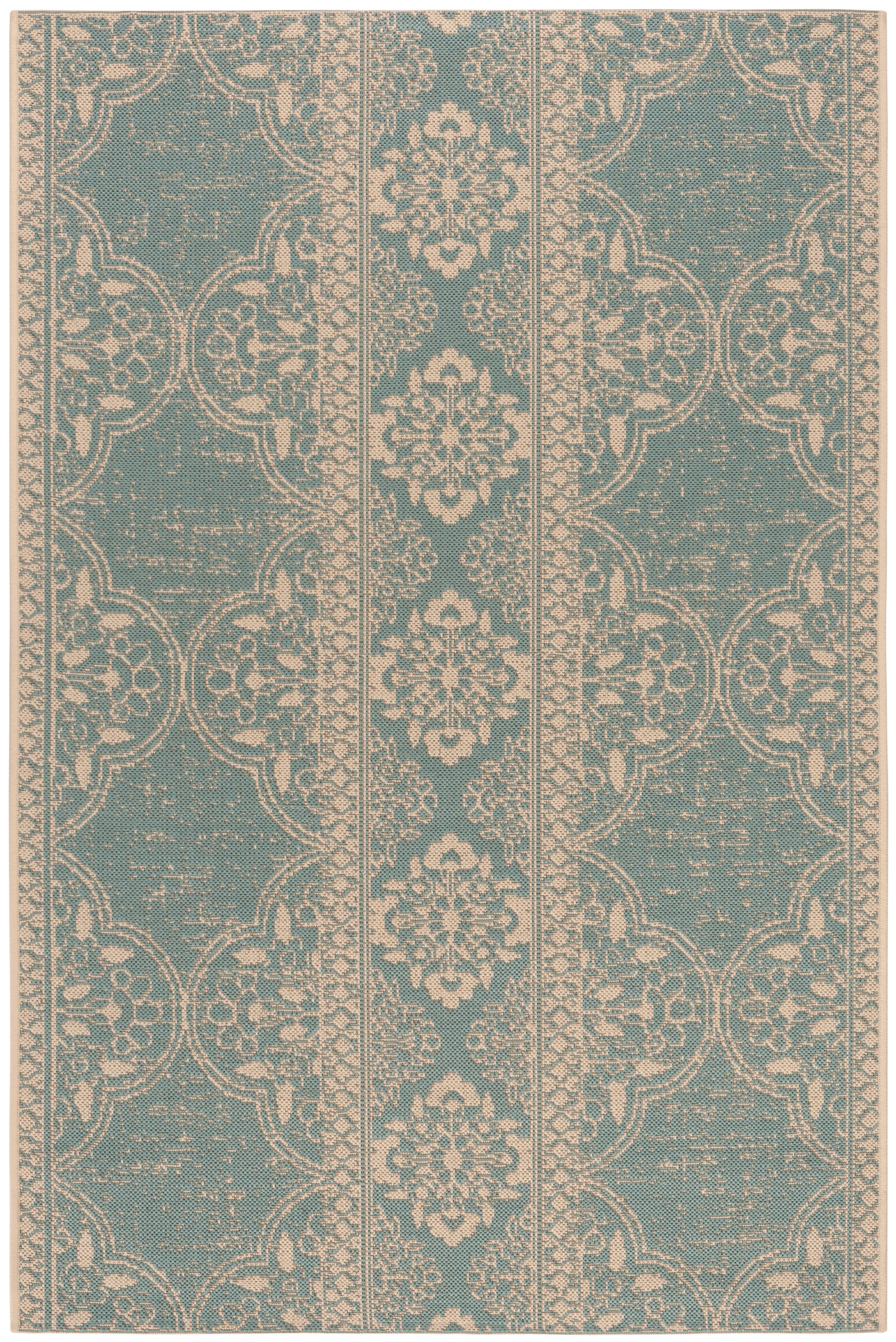 Safavieh Beach House Bhs174L Cream/Aqua Area Rug