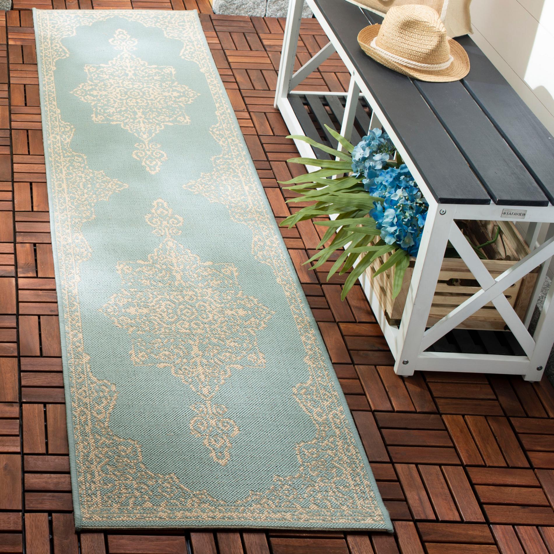 Safavieh Beach House Bhs180L Cream/Aqua Area Rug