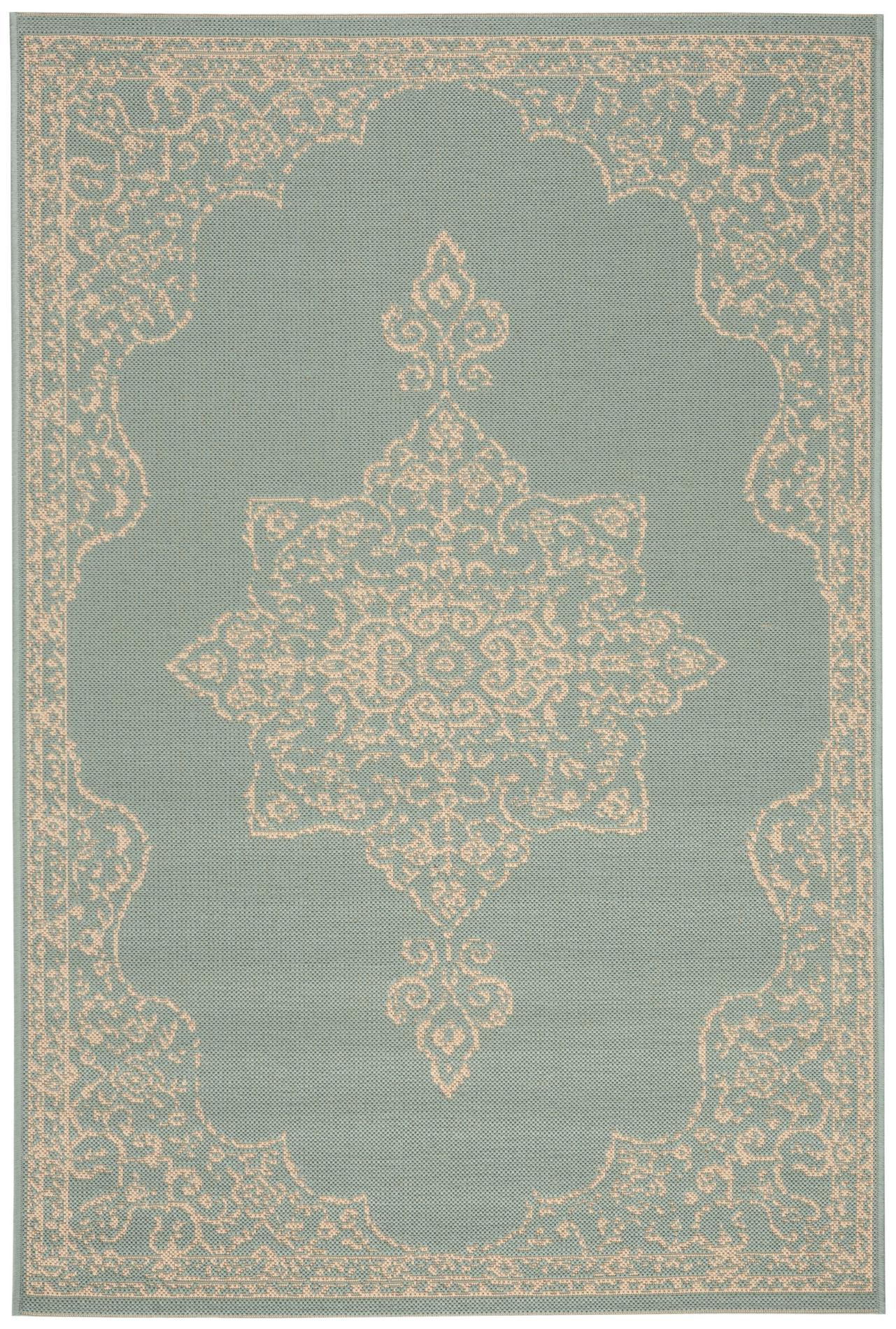 Safavieh Beach House Bhs180L Cream/Aqua Area Rug