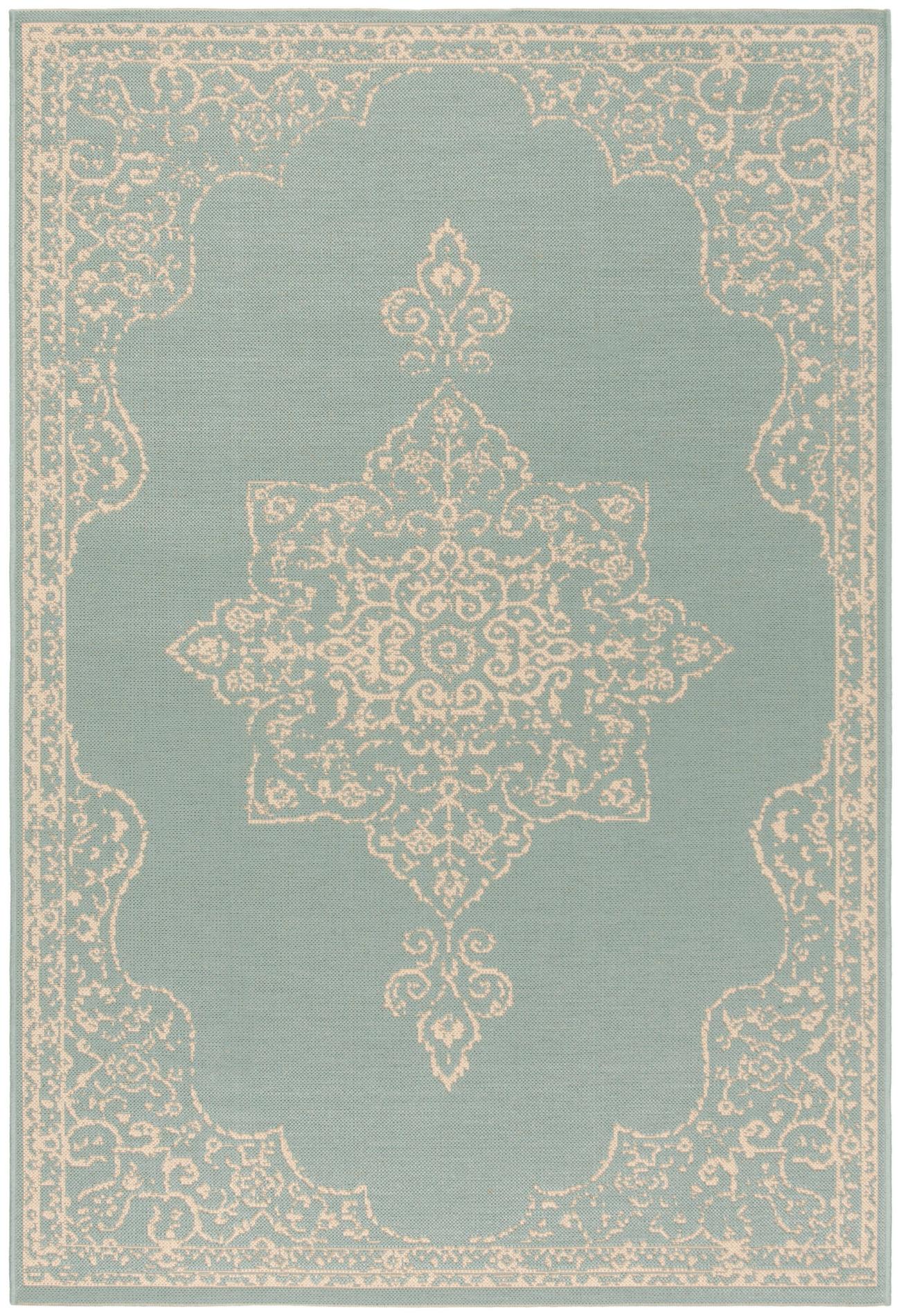 Safavieh Beach House Bhs180L Cream/Aqua Area Rug