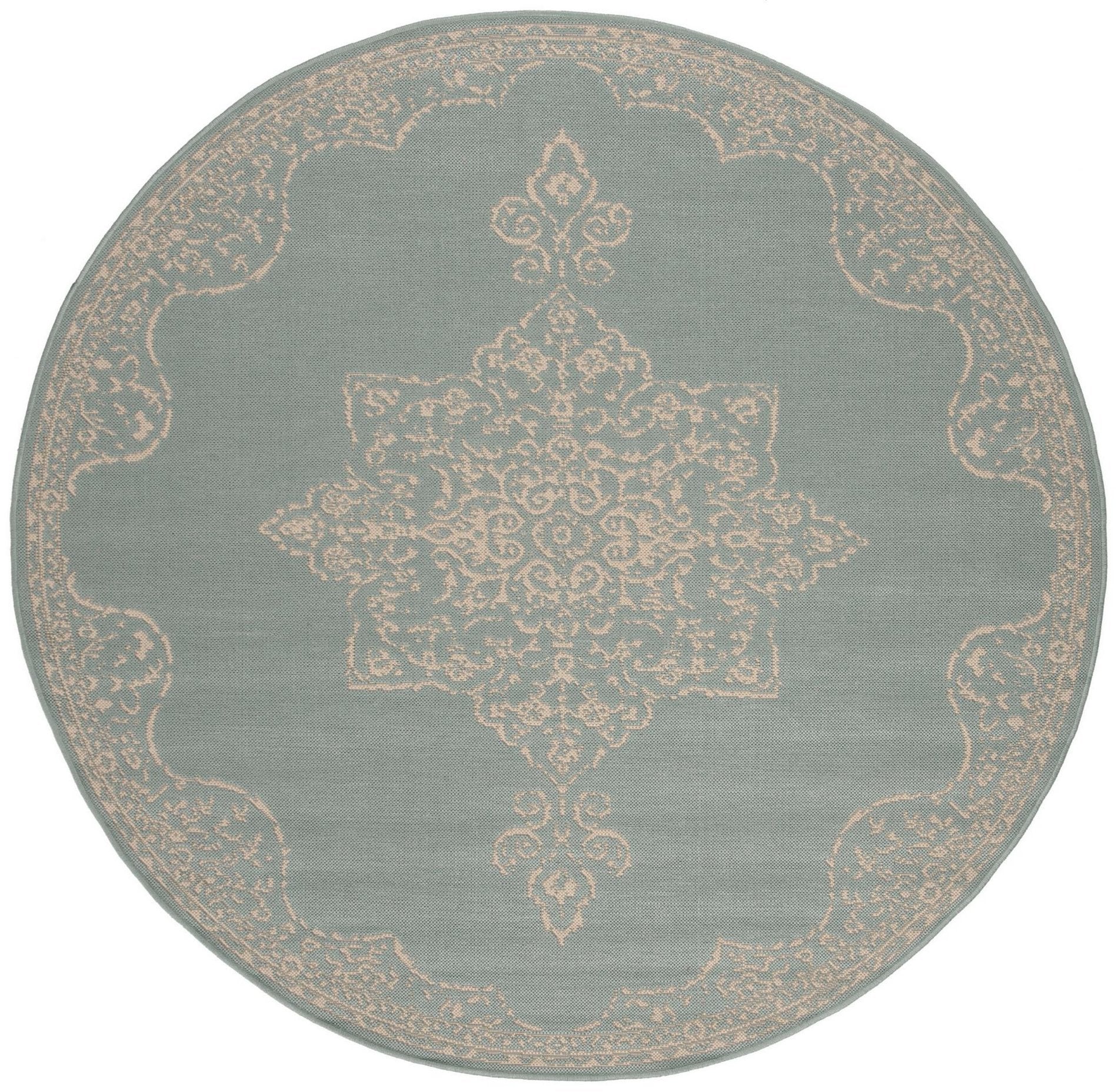 Safavieh Beach House Bhs180L Cream/Aqua Area Rug