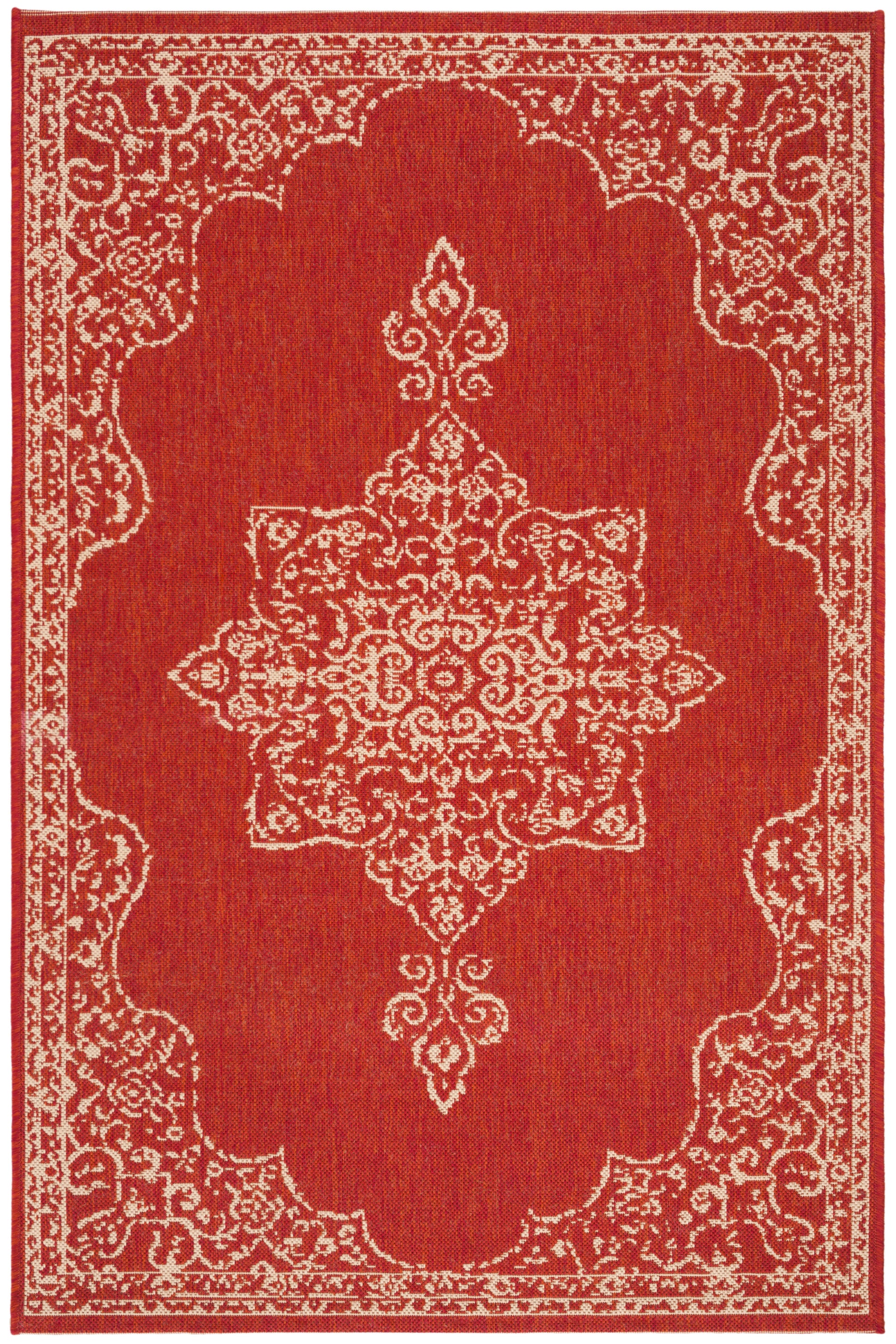 Safavieh Beach House Bhs180Q Red/Creme Area Rug