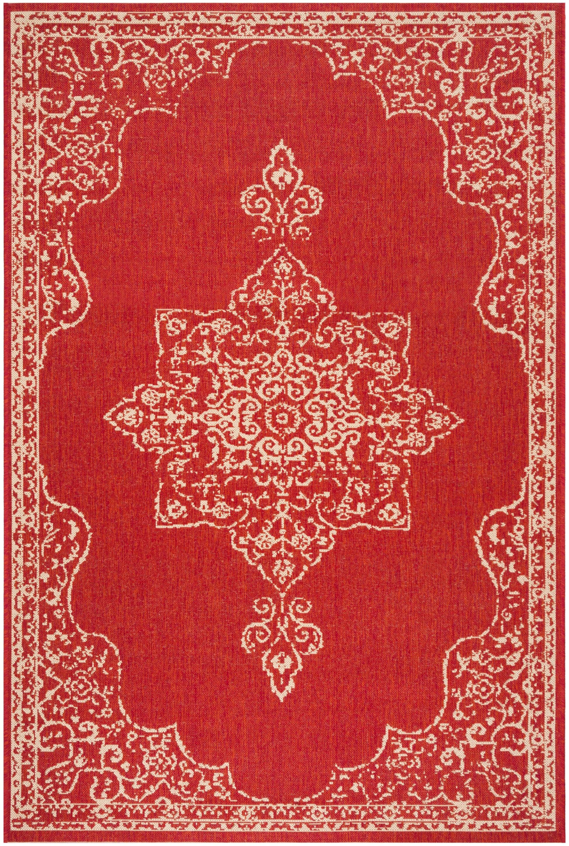 Safavieh Beach House Bhs180Q Red/Creme Area Rug