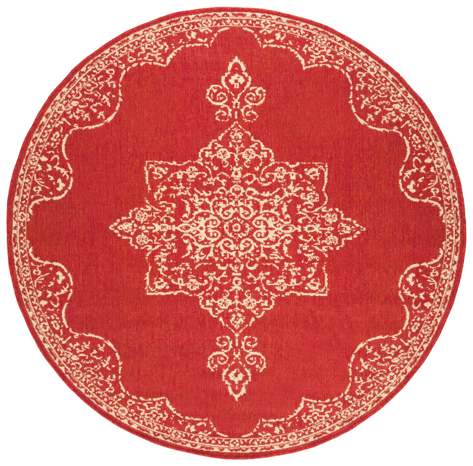 Safavieh Beach House Bhs180Q Red/Creme Area Rug