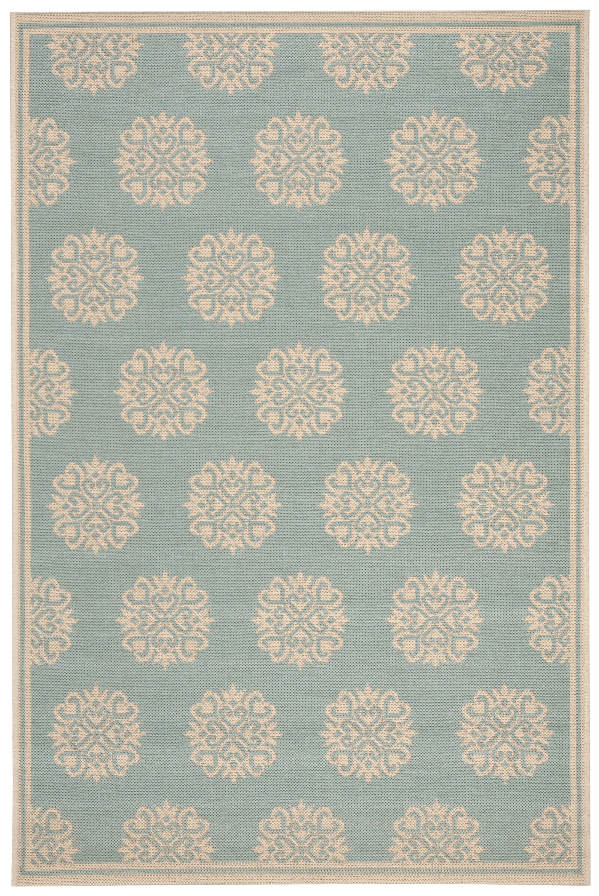 Safavieh Beach House Bhs181K Aqua/Cream Area Rug