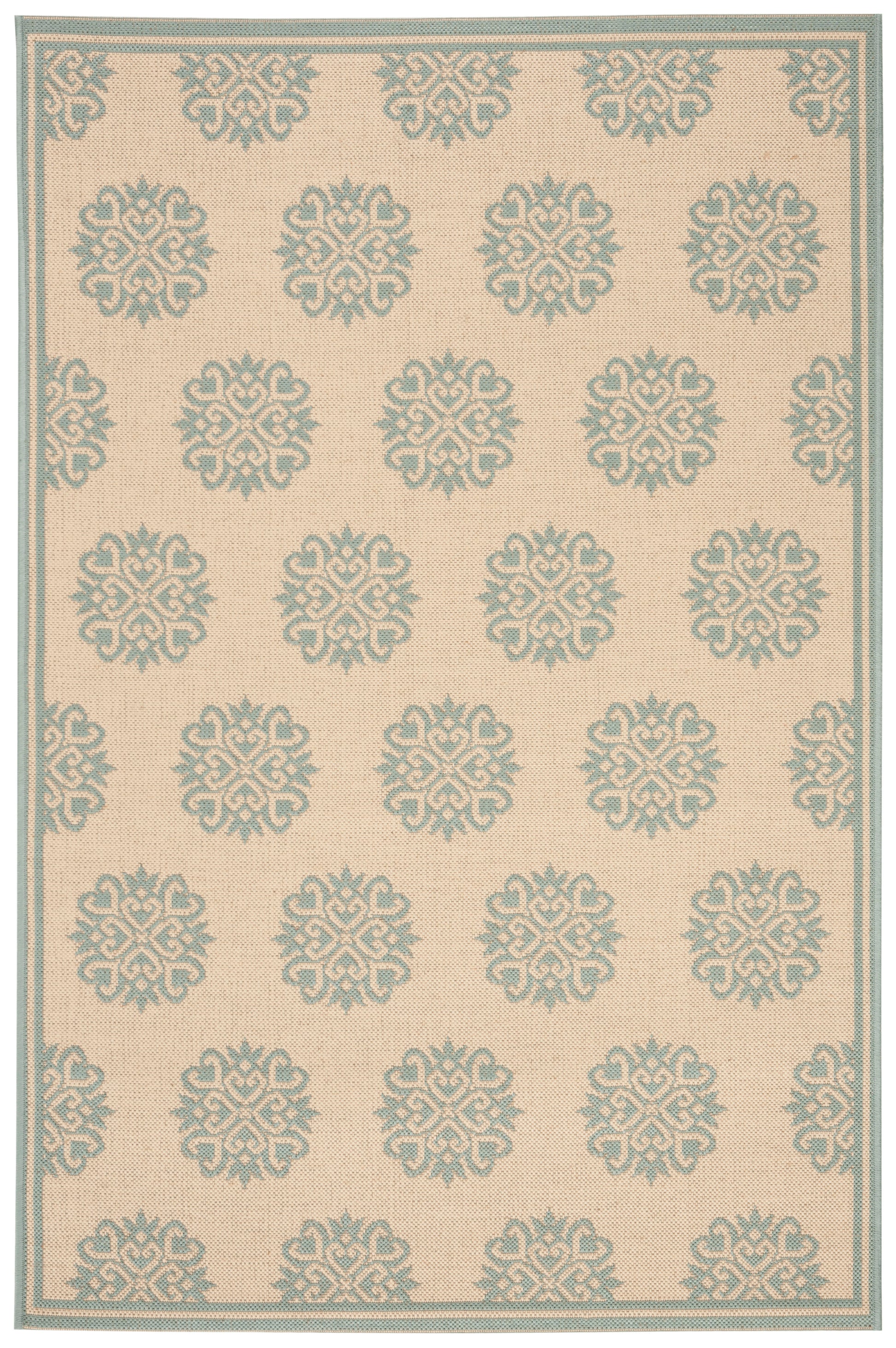 Safavieh Beach House Bhs181L Cream/Aqua Area Rug