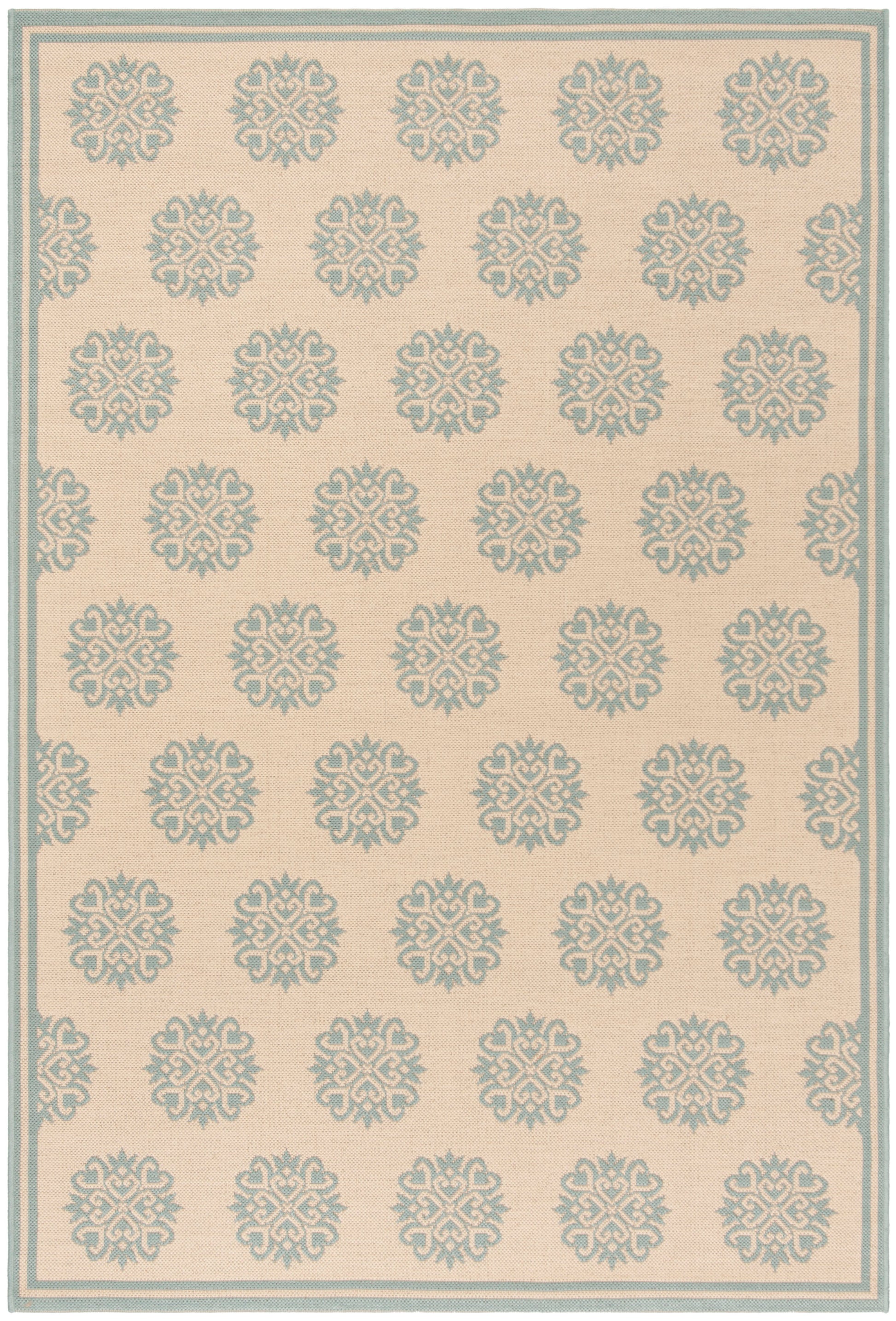 Safavieh Beach House Bhs181L Cream/Aqua Area Rug