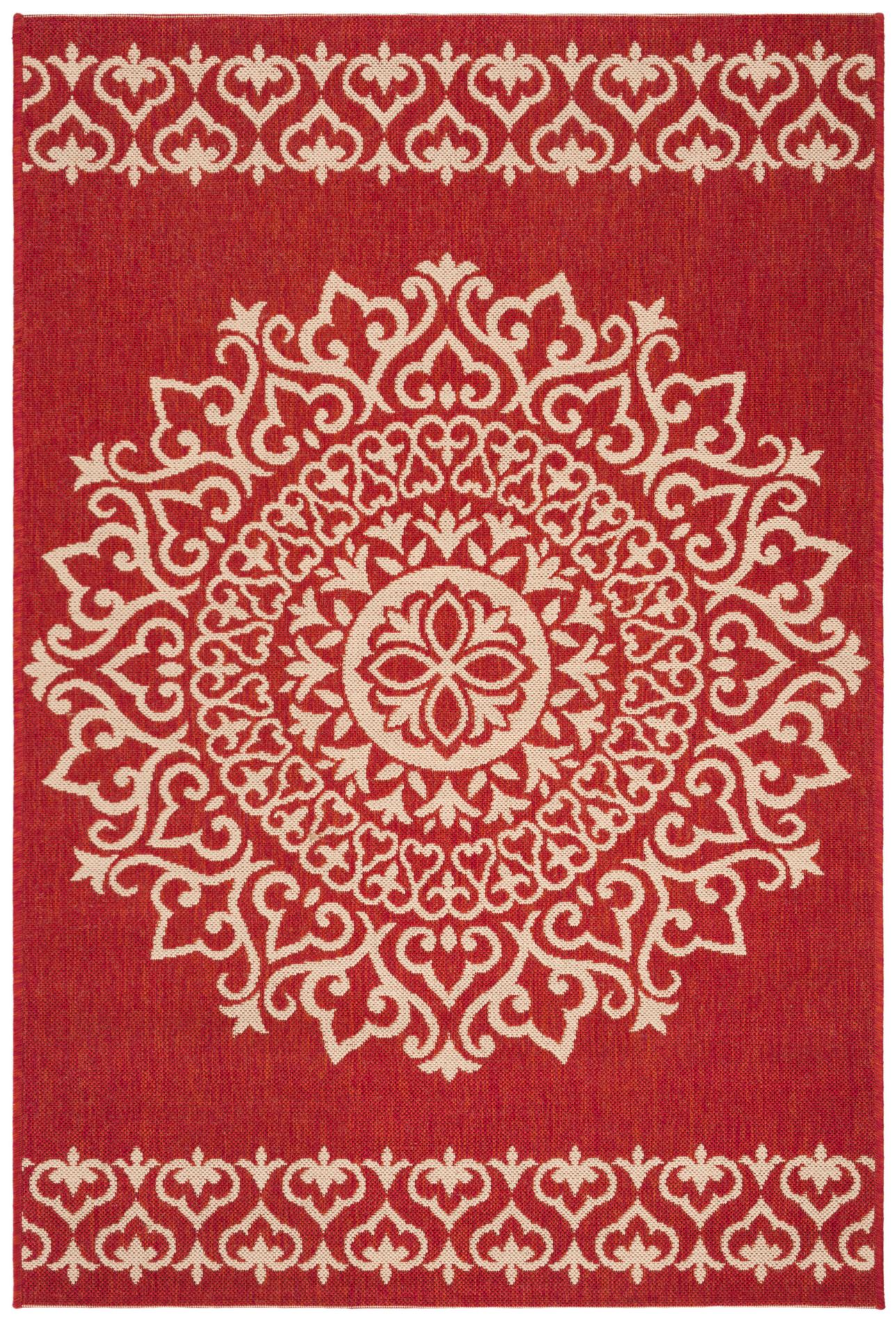 Safavieh Beach House Bhs183Q Red/Creme Area Rug